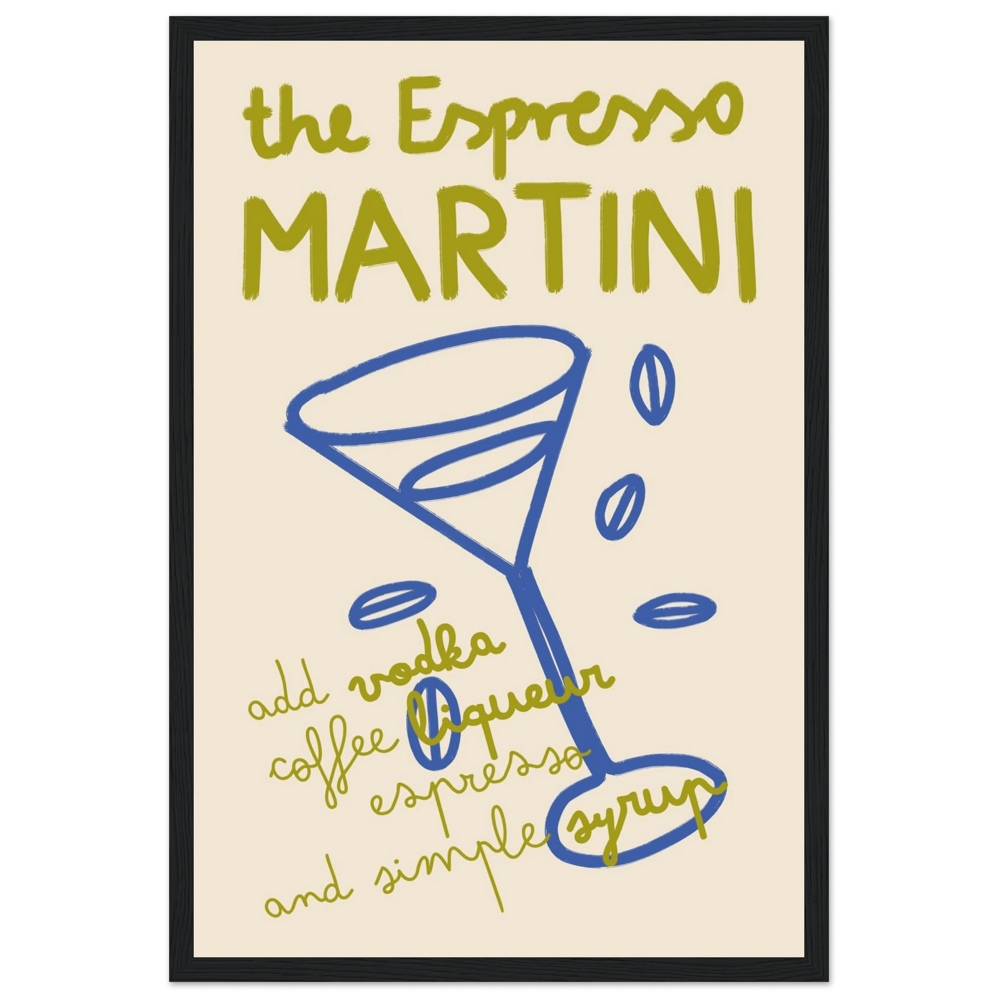 Espresso Martini Print | Cocktail Recipe Wall Art | Kitchen Bar Poster - Evergreen Posters