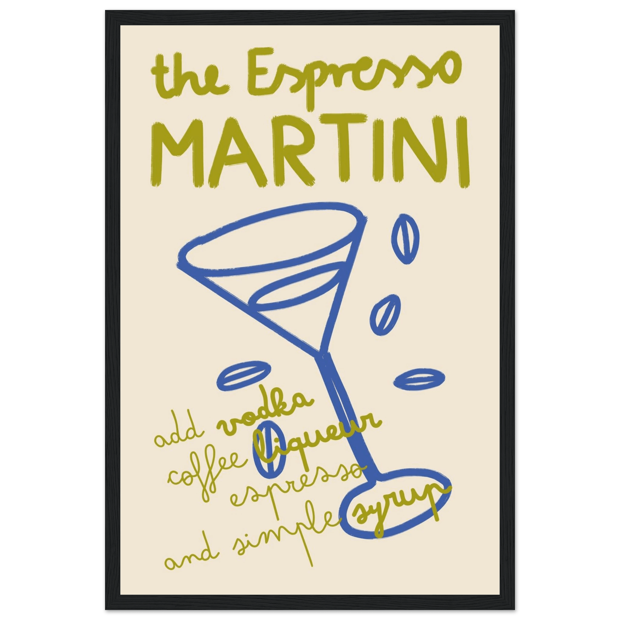 Espresso Martini Print | Cocktail Recipe Wall Art | Kitchen Bar Poster - Evergreen Posters