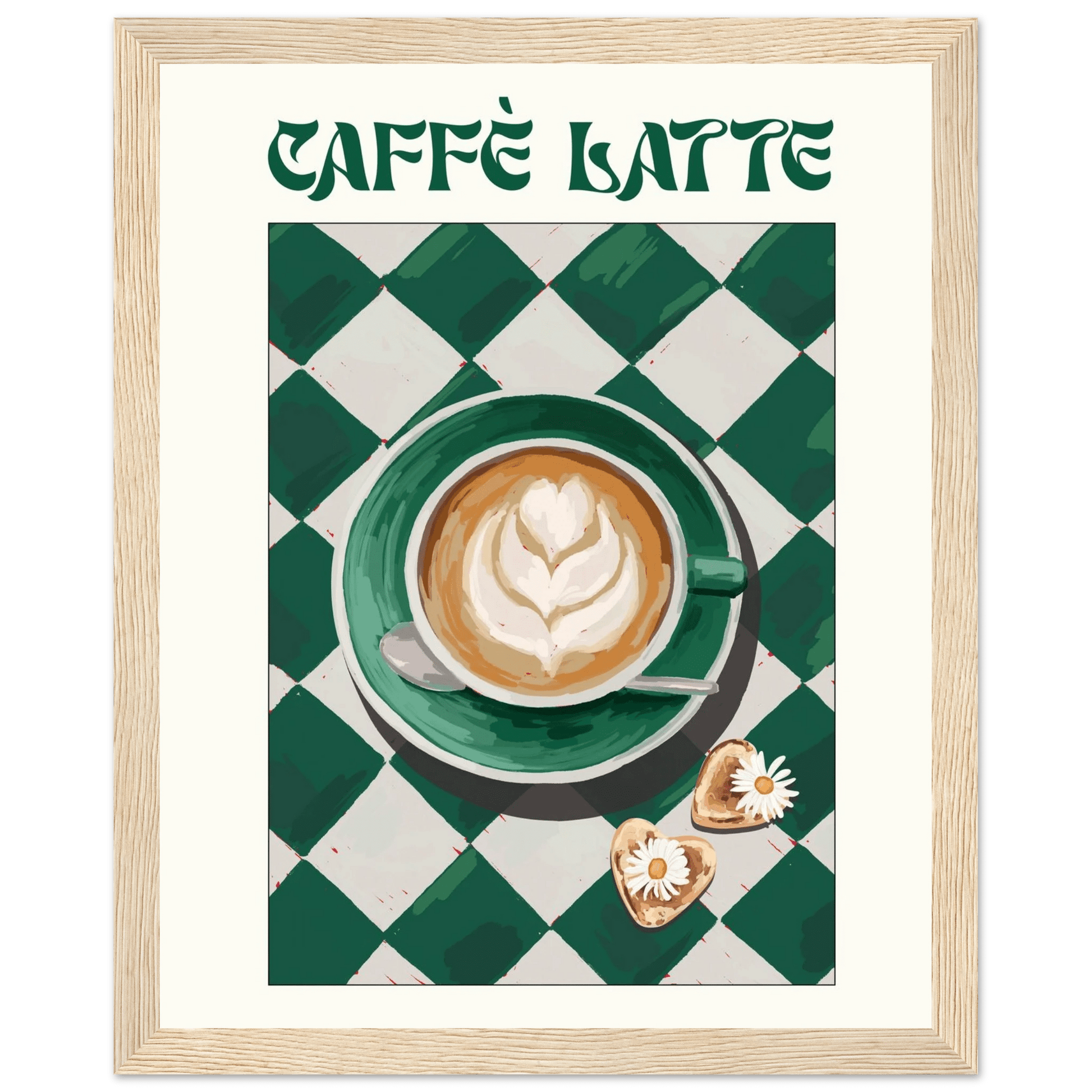Caffè Latte Poster – Playful Coffee Kitchen Wall Art Print (Digital & Printed Options) - Evergreen Posters