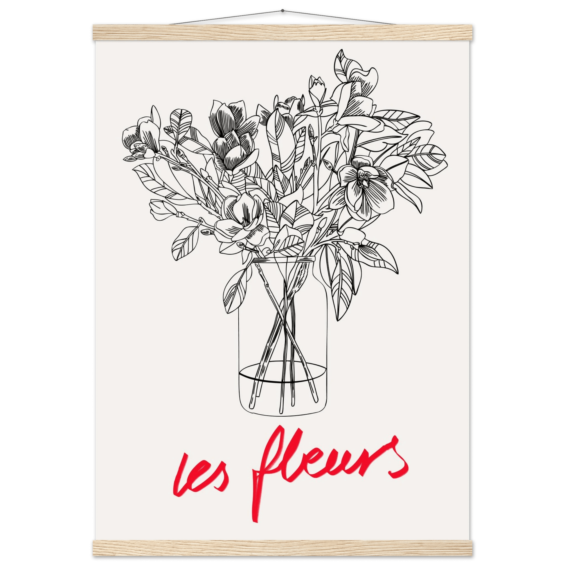 Les Fleurs Botanical Poster | French Flower Line Art Print | Minimalist Floral Wall Decor - Evergreen Posters