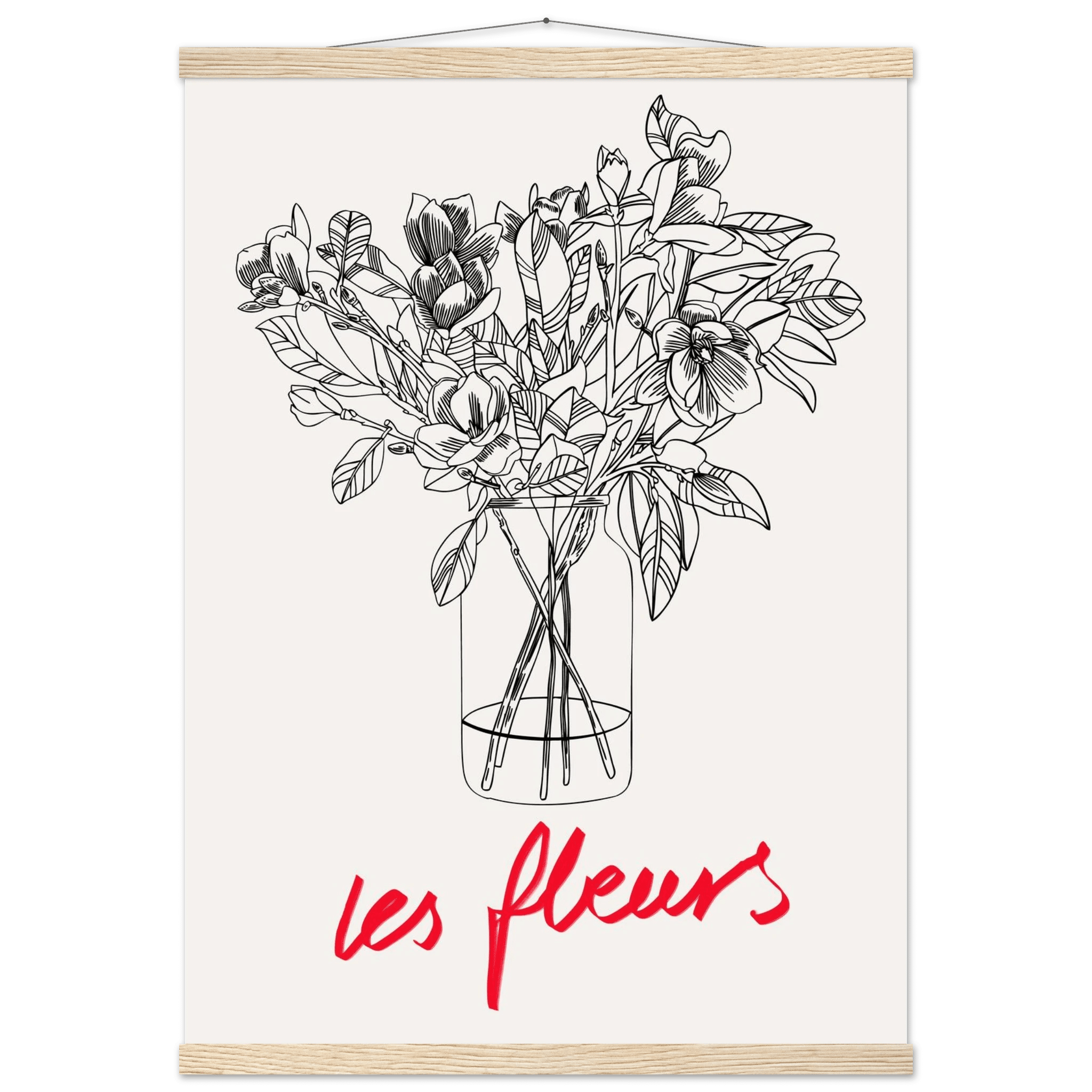 Les Fleurs Botanical Poster | French Flower Line Art Print | Minimalist Floral Wall Decor - Evergreen Posters