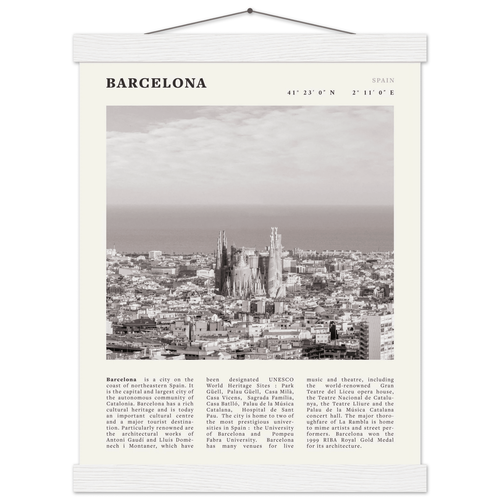 Barcelona Poster | Black & White Sagrada Familia Wall Art | Spain Travel Print - Evergreen Posters