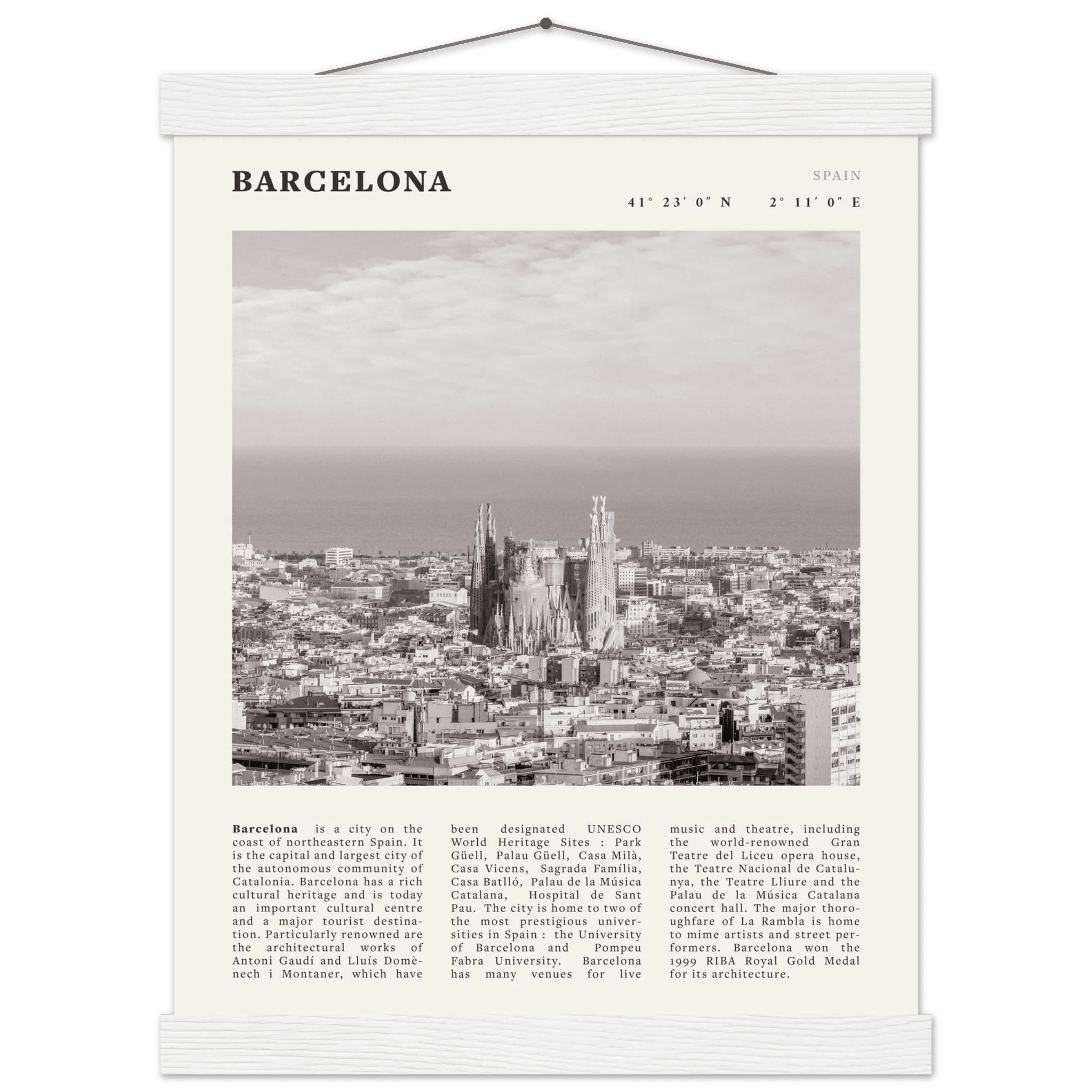 Barcelona Poster | Black & White Sagrada Familia Wall Art | Spain Travel Print - Evergreen Posters