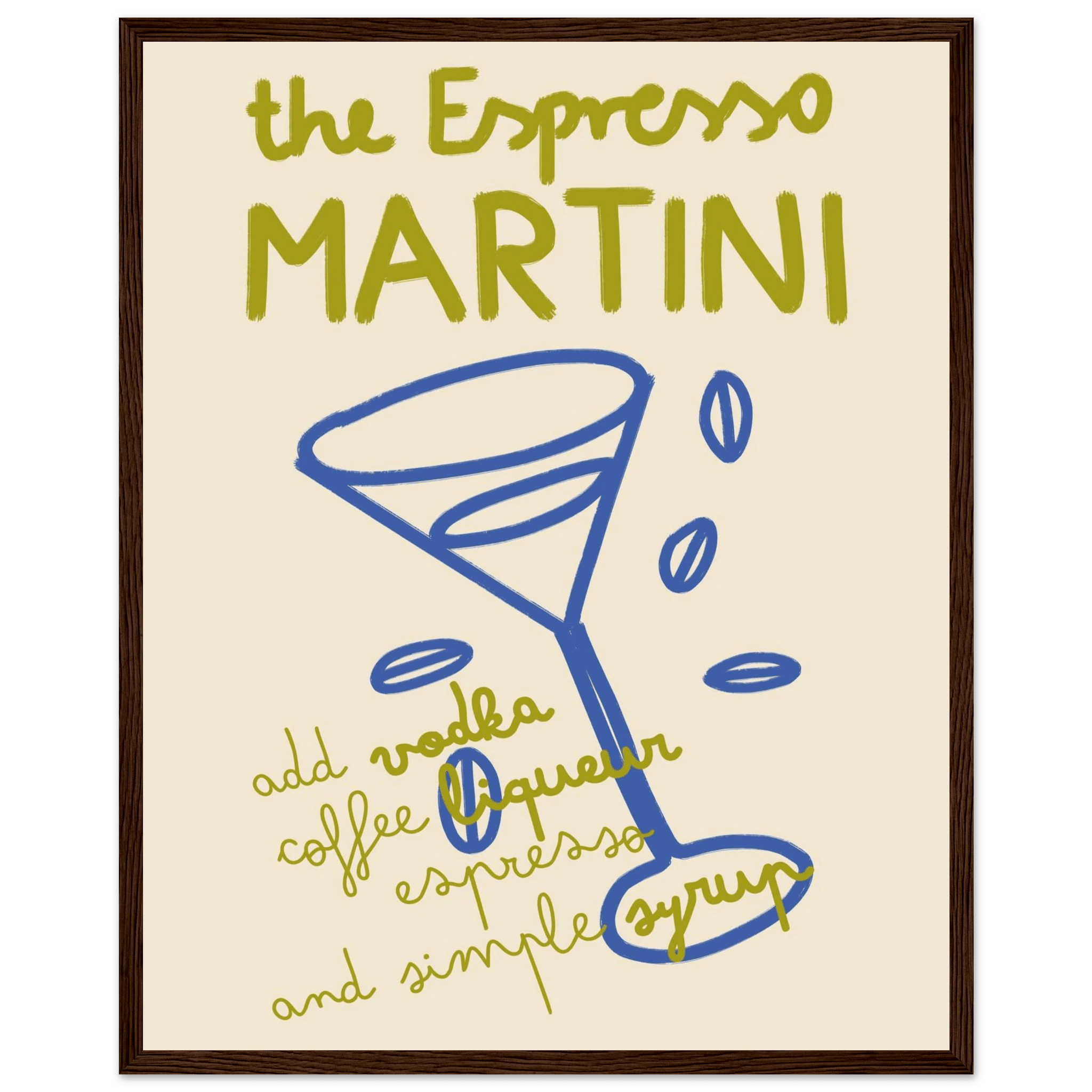 Espresso Martini Print | Cocktail Recipe Wall Art | Kitchen Bar Poster - Evergreen Posters