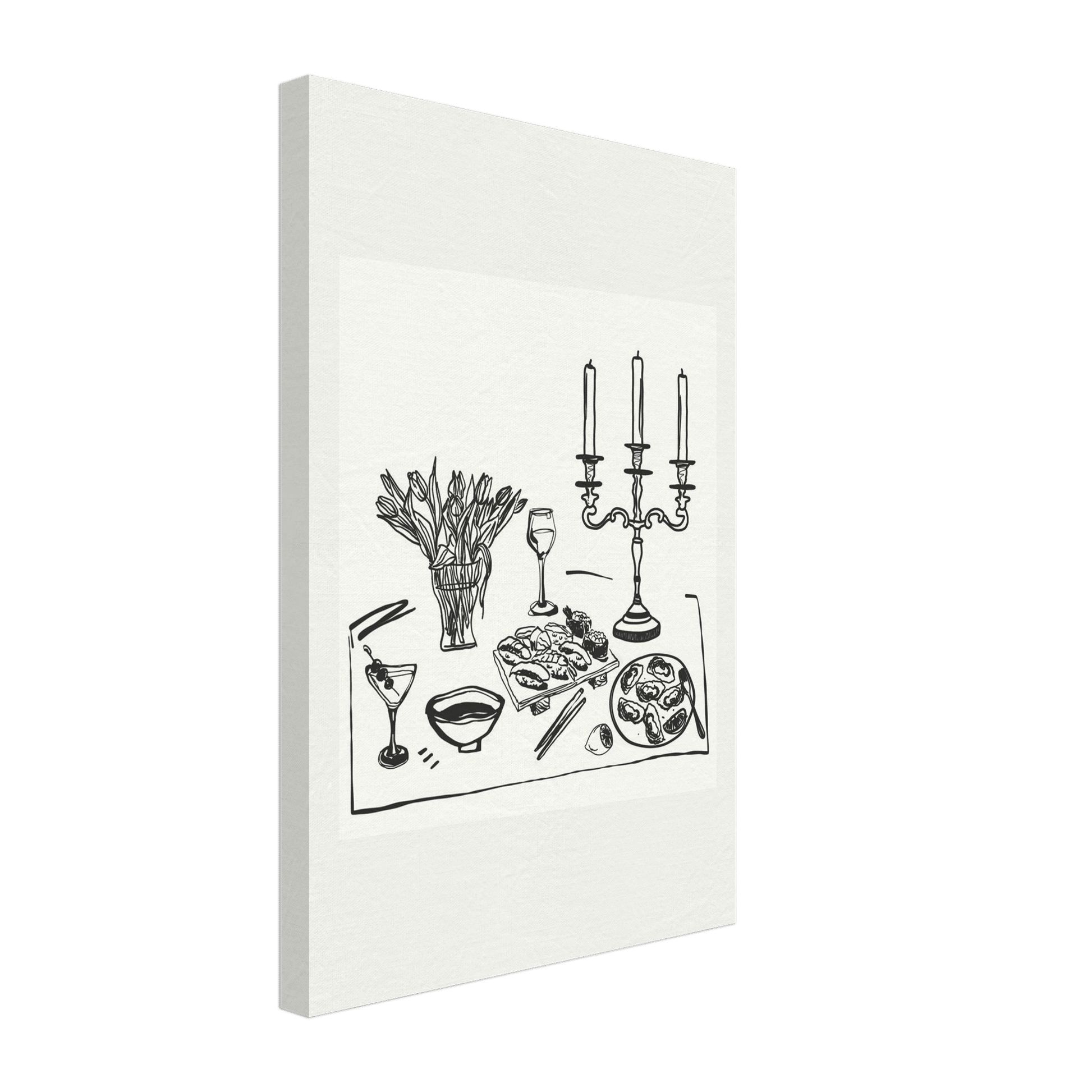 Fine Dining Table Print | Black Line Art Kitchen Wall Art | Elegant Dining Room Poster - Evergreen Posters