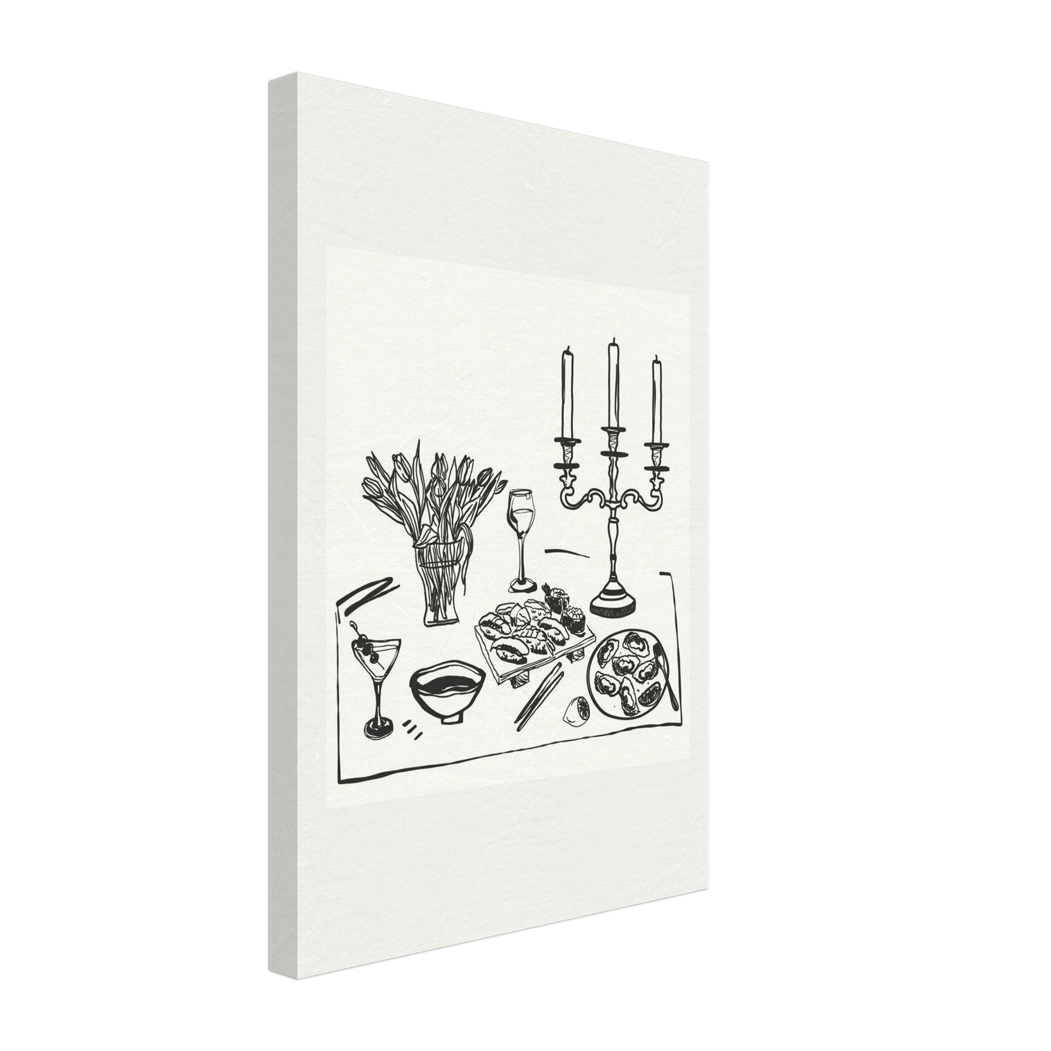 Fine Dining Table Print | Black Line Art Kitchen Wall Art | Elegant Dining Room Poster - Evergreen Posters