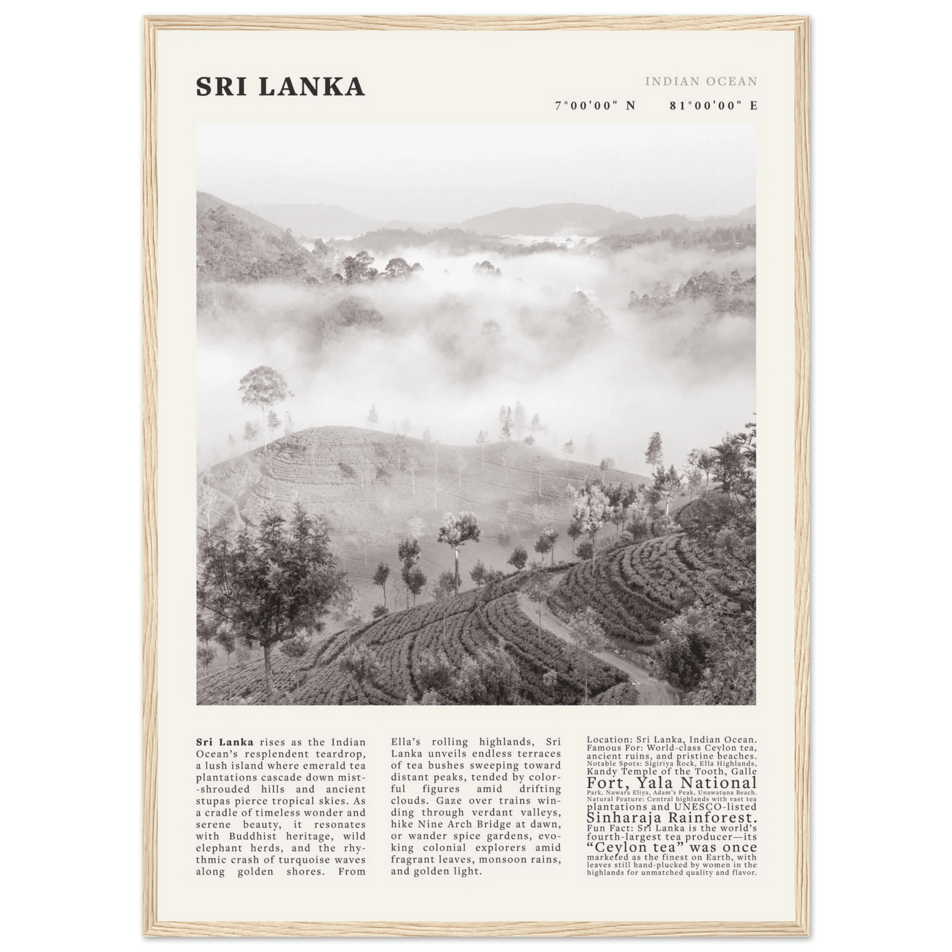 Sri Lanka Poster Black and White – Vintage Ceylon Tea Plantation Print (Digital & Printed Options) - Evergreen Posters