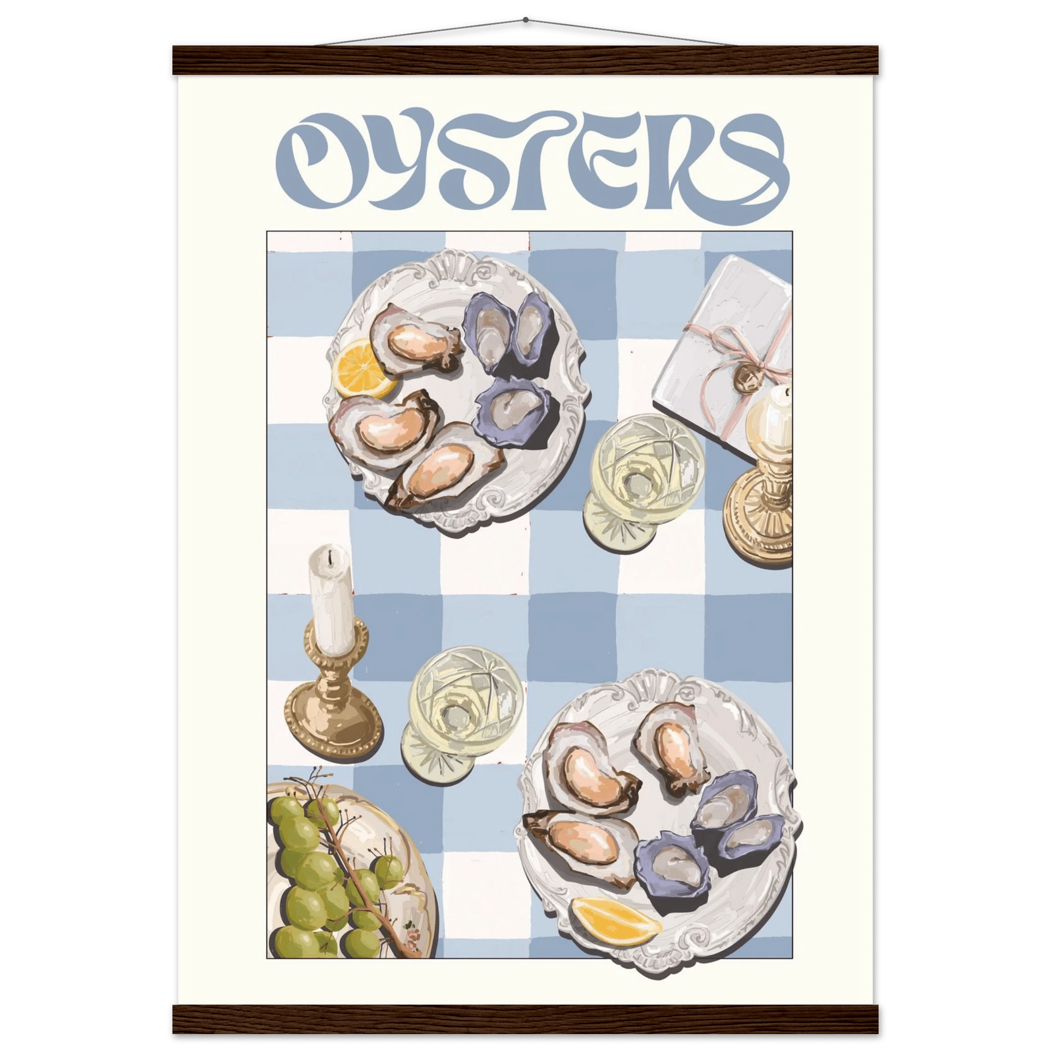 Oysters Poster – Playful Seafood Kitchen Wall Art Print (Digital & Printed Options) - Evergreen Posters