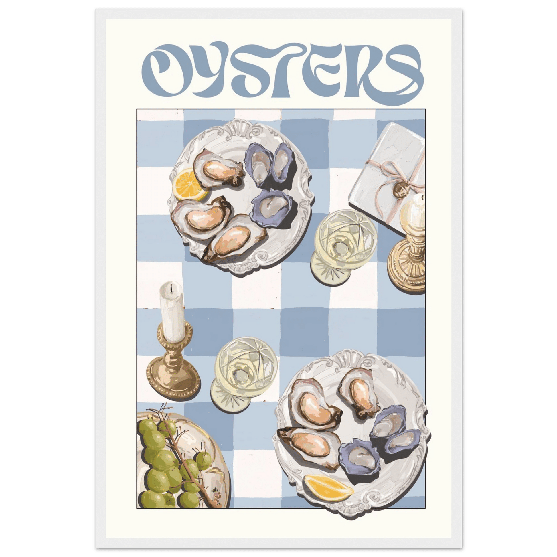 Oysters Poster – Playful Seafood Kitchen Wall Art Print (Digital & Printed Options) - Evergreen Posters