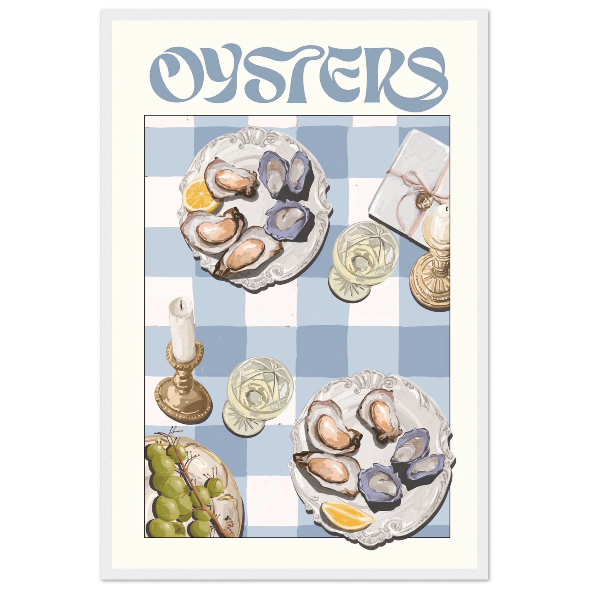 Oysters Poster – Playful Seafood Kitchen Wall Art Print (Digital & Printed Options) - Evergreen Posters