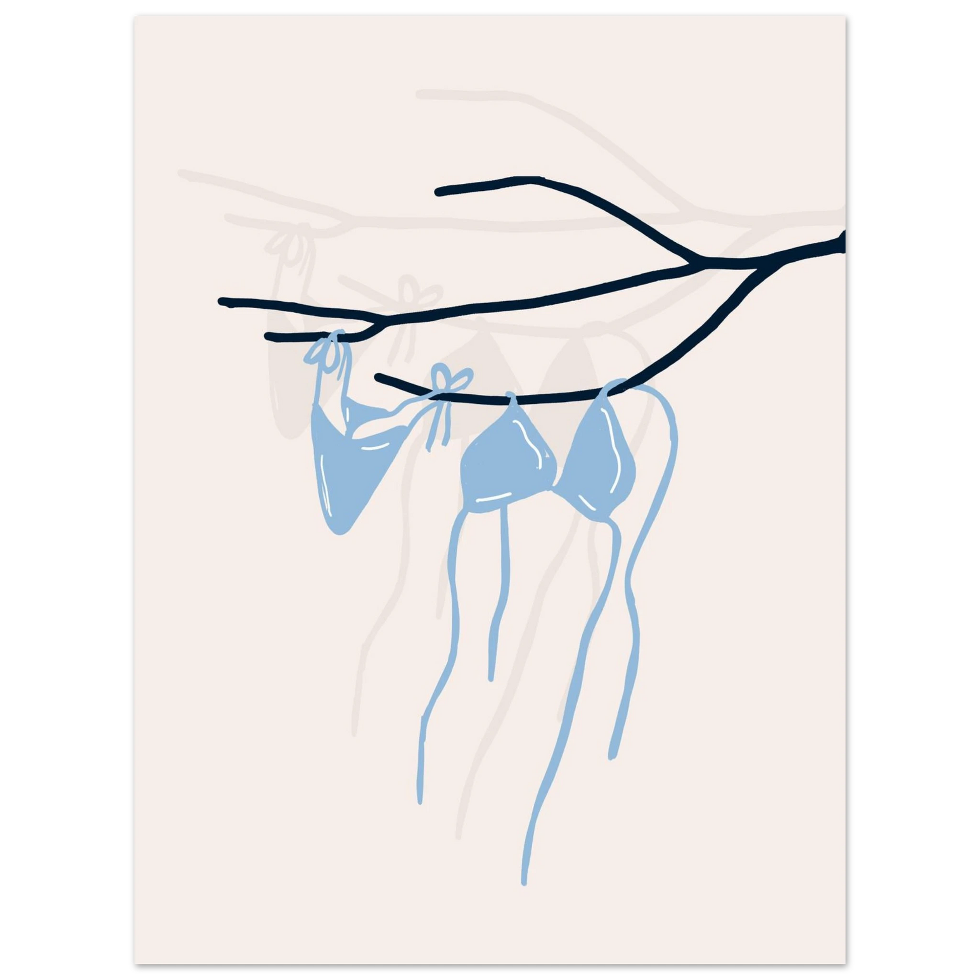 Coastal Bikini Line Art Poster – Minimalist Beach Wall Art Print - Evergreen Posters