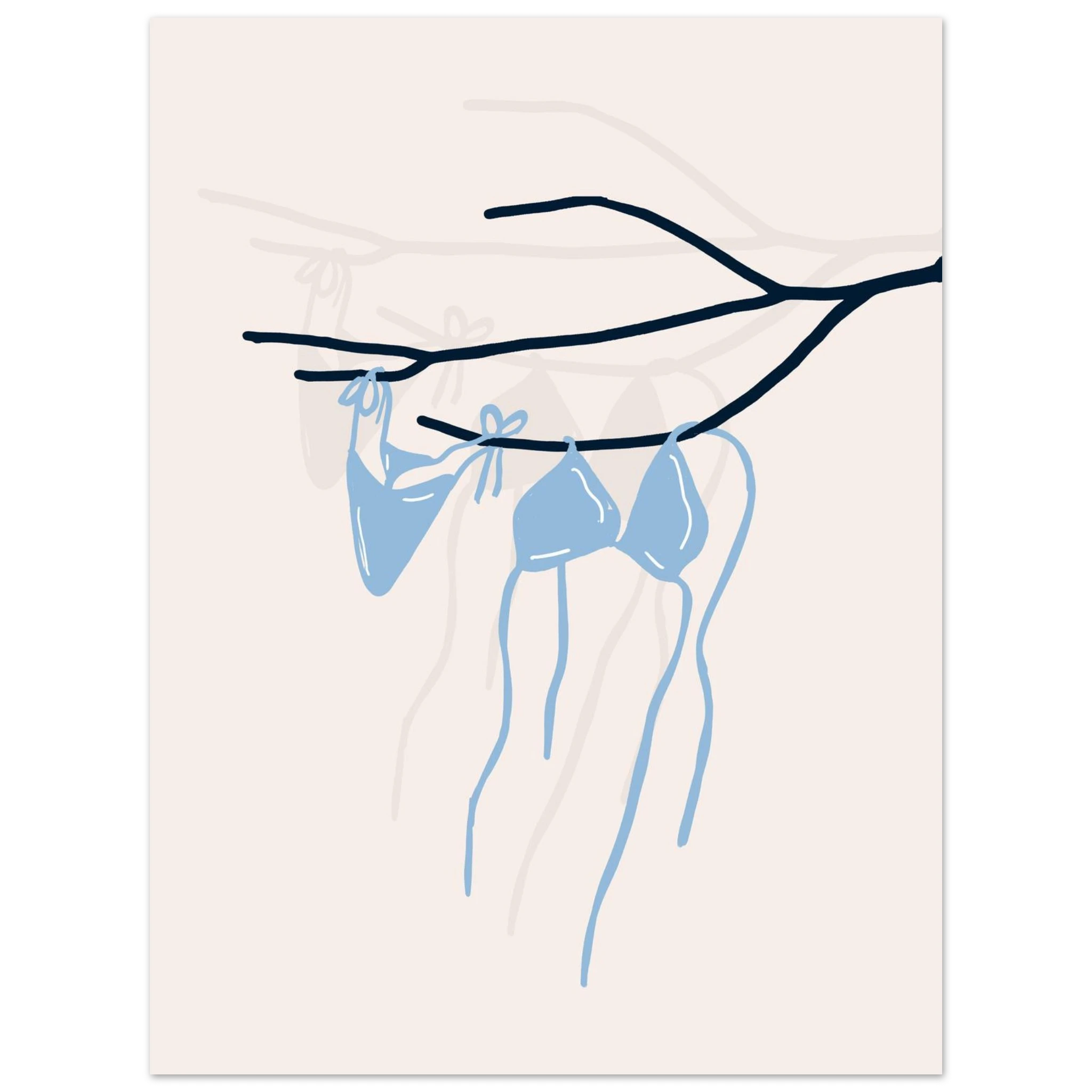 Coastal Bikini Line Art Poster – Minimalist Beach Wall Art Print - Evergreen Posters