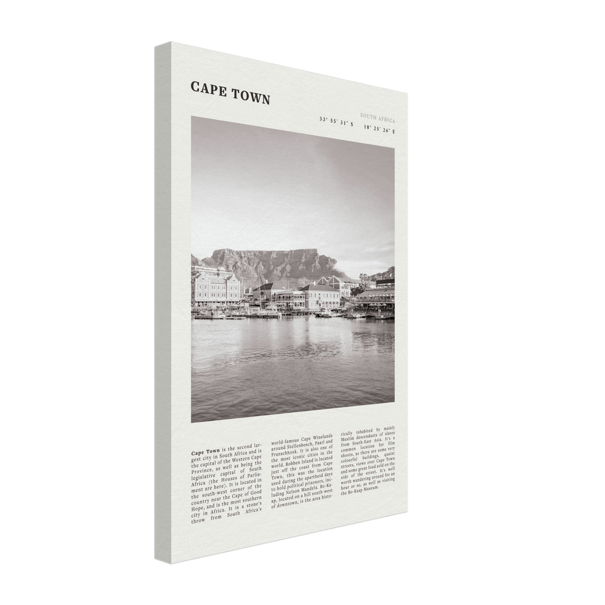 Cape Town Poster | Black & White Table Mountain Wall Art | South Africa Travel Print - Evergreen Posters