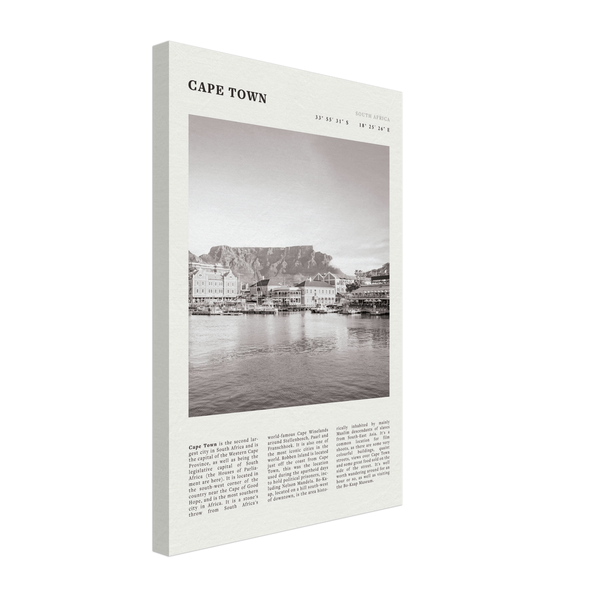 Cape Town Poster | Black & White Table Mountain Wall Art | South Africa Travel Print - Evergreen Posters