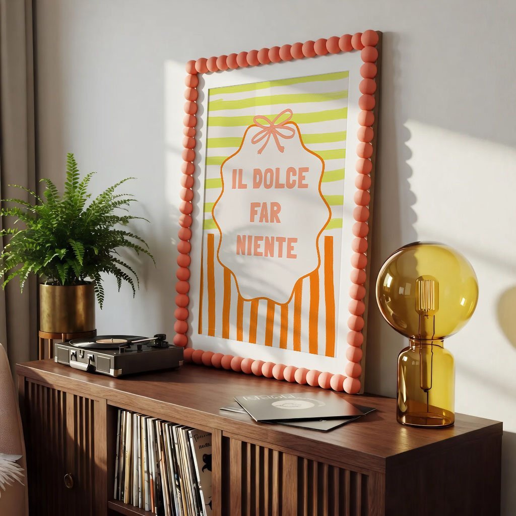 Il Dolce Far Niente Italian Print | Coquette Stripe Wall Art - Evergreen Posters