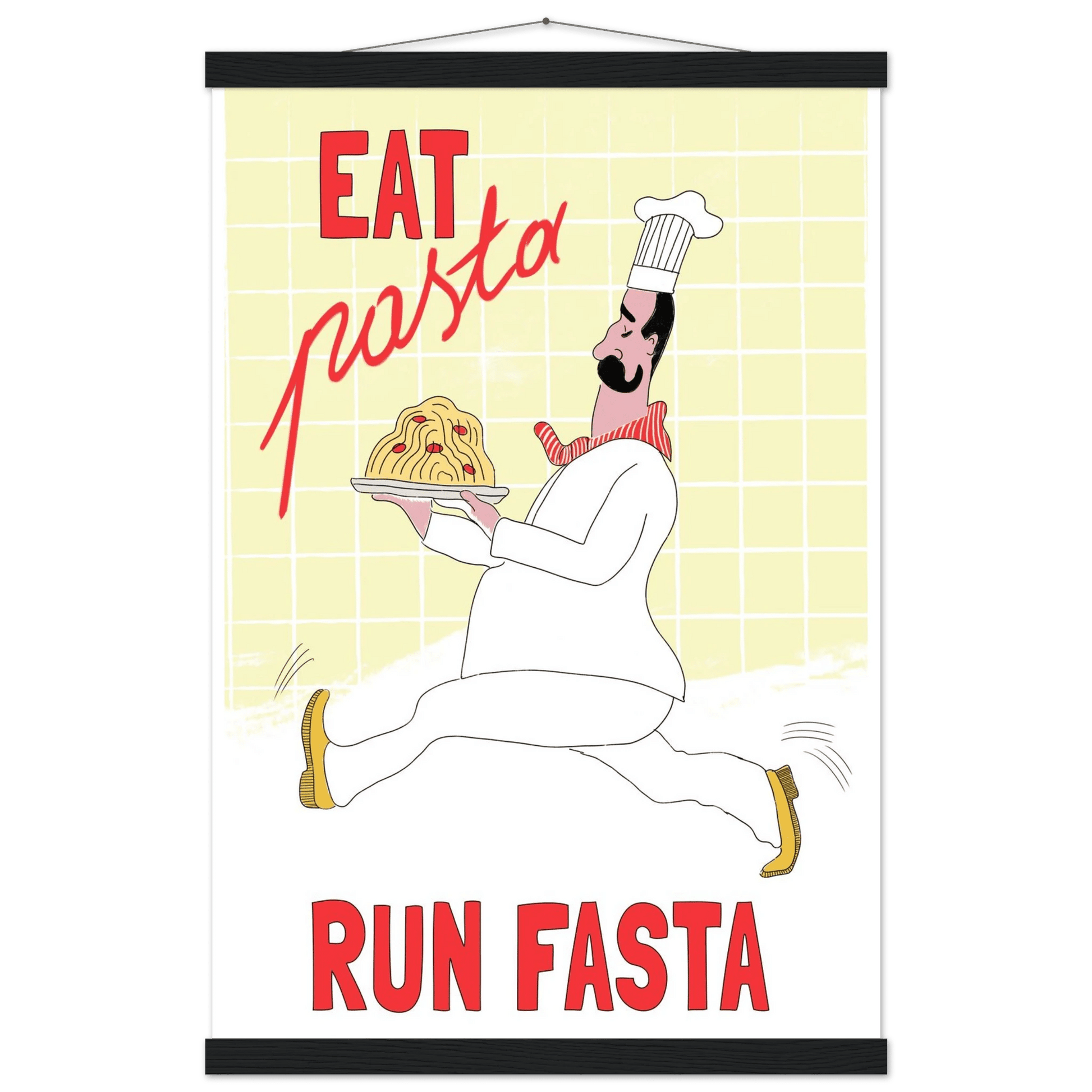 Eat Pasta Run Fasta Poster – Playful Kitchen Wall Art Print (Digital & Printed Options) - Evergreen Posters