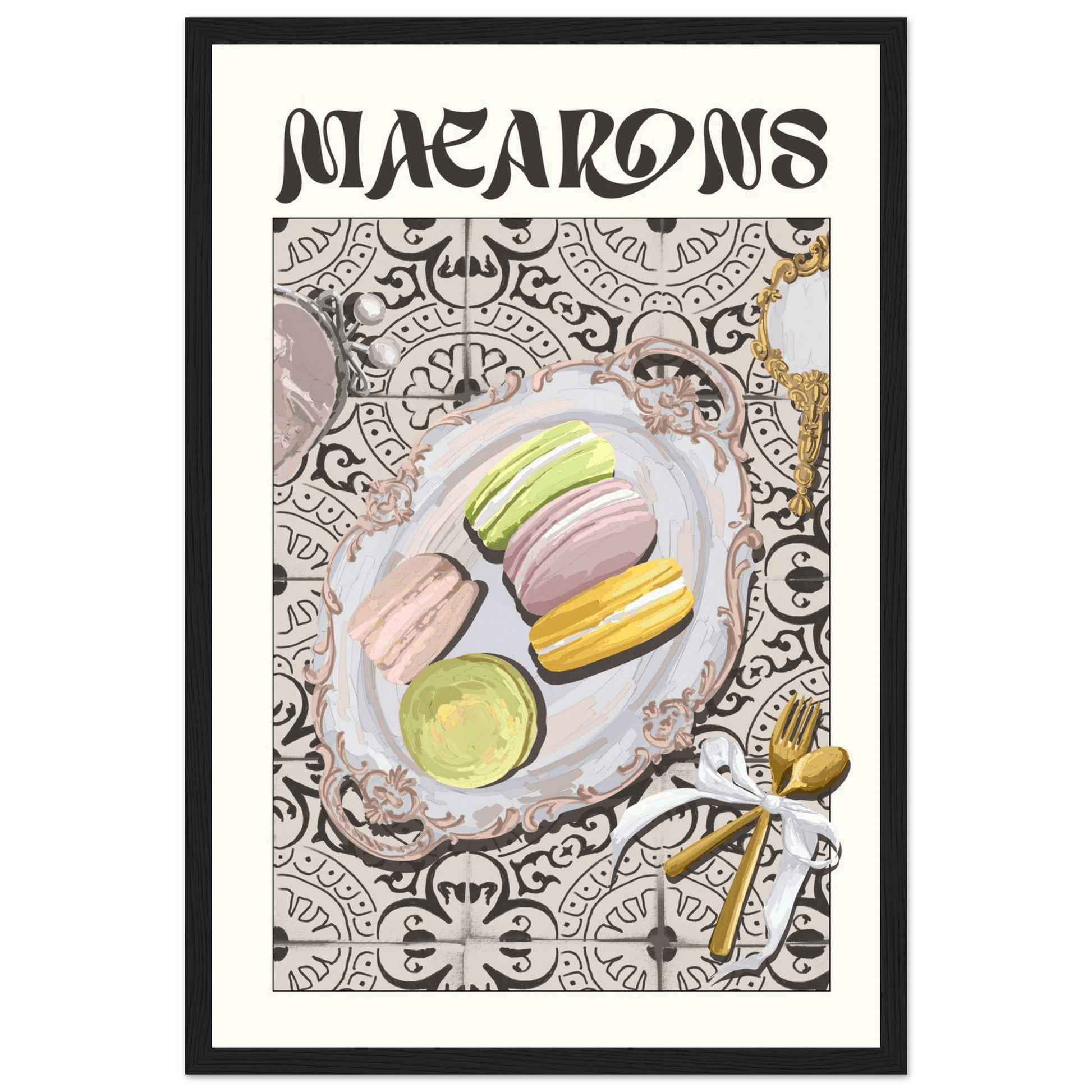 Macarons Poster – Playful French Patisserie Kitchen Wall Art Print (Digital & Printed Options) - Evergreen Posters