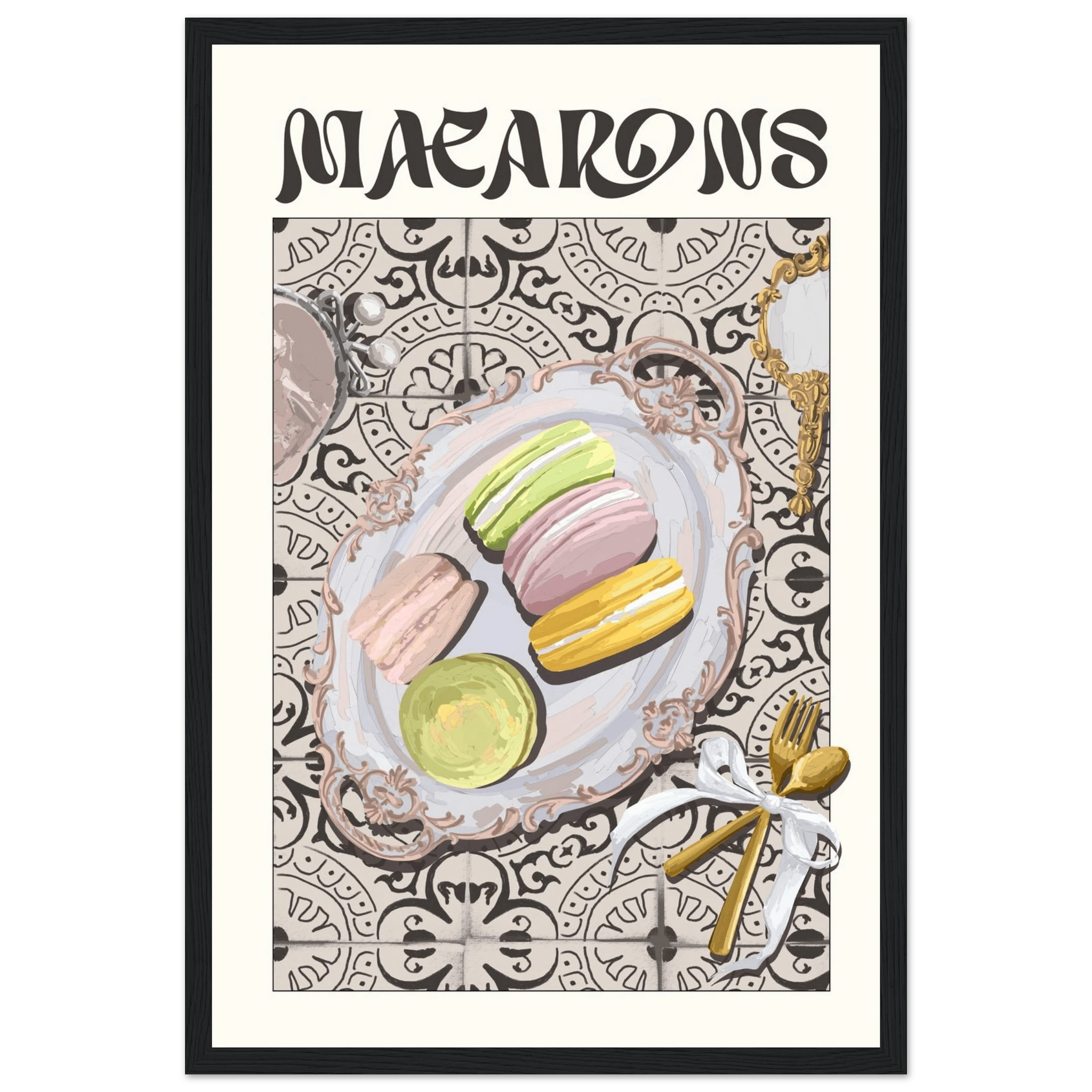 Macarons Poster – Playful French Patisserie Kitchen Wall Art Print (Digital & Printed Options) - Evergreen Posters