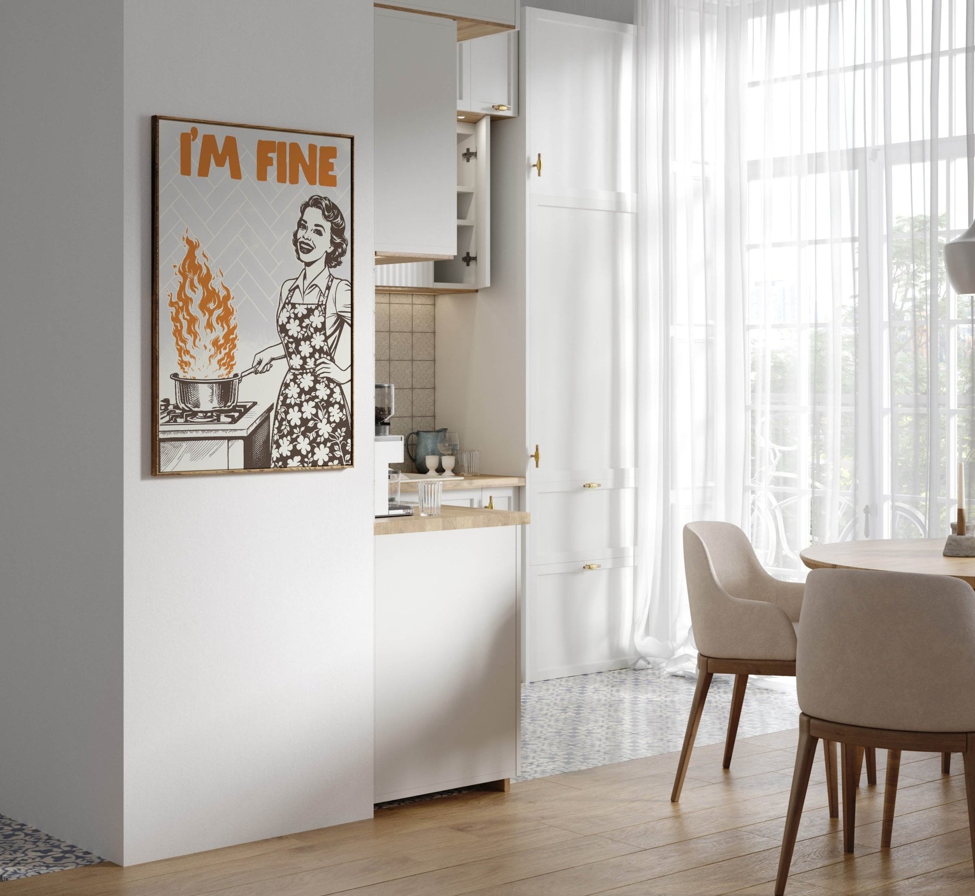 I'm Fine Poster – Funny Retro Kitchen Wall Art Print (Digital & Printed Options) - Evergreen Posters
