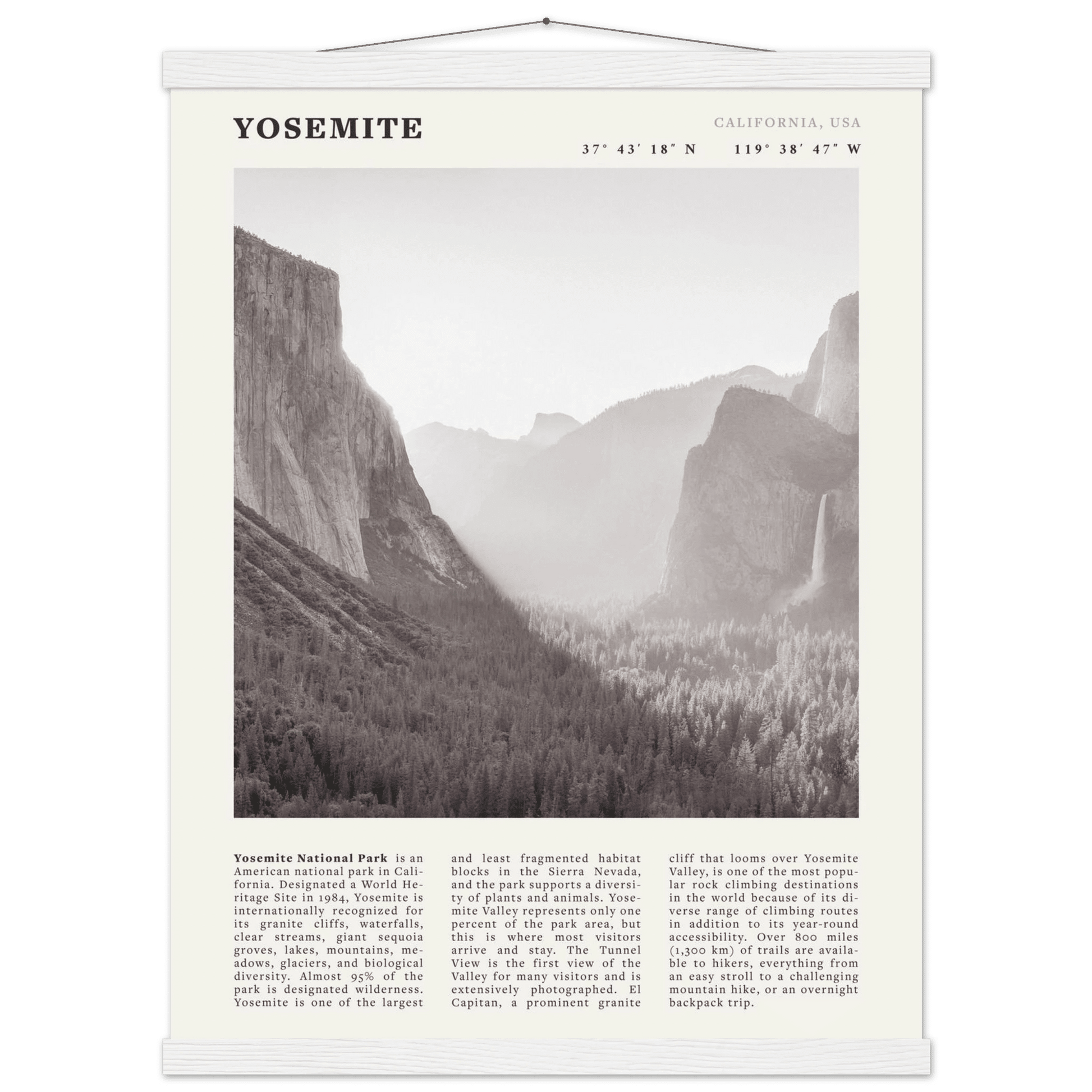 Yosemite Poster | Black & White National Park Wall Art | California Nature Print - Evergreen Posters