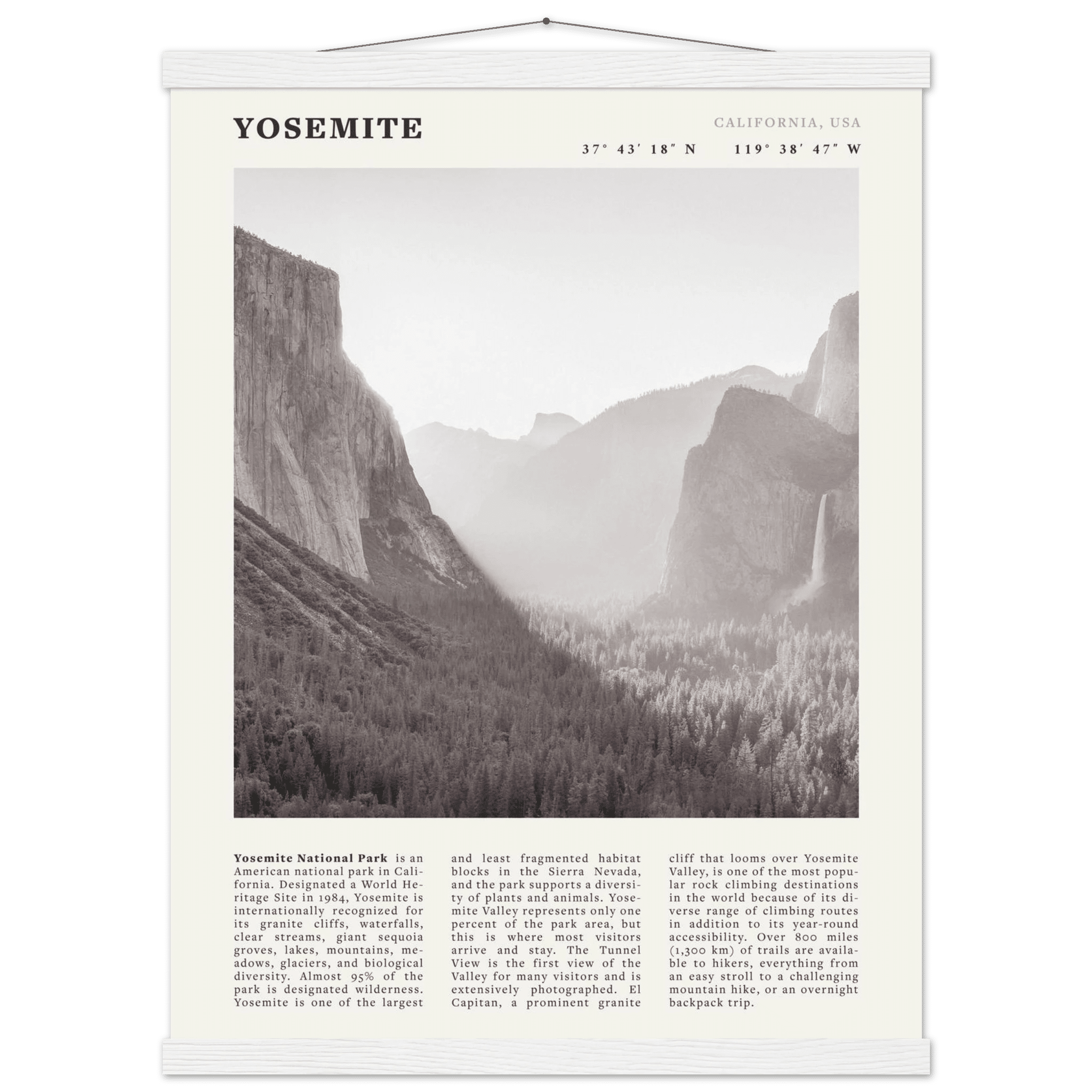 Yosemite Poster | Black & White National Park Wall Art | California Nature Print - Evergreen Posters