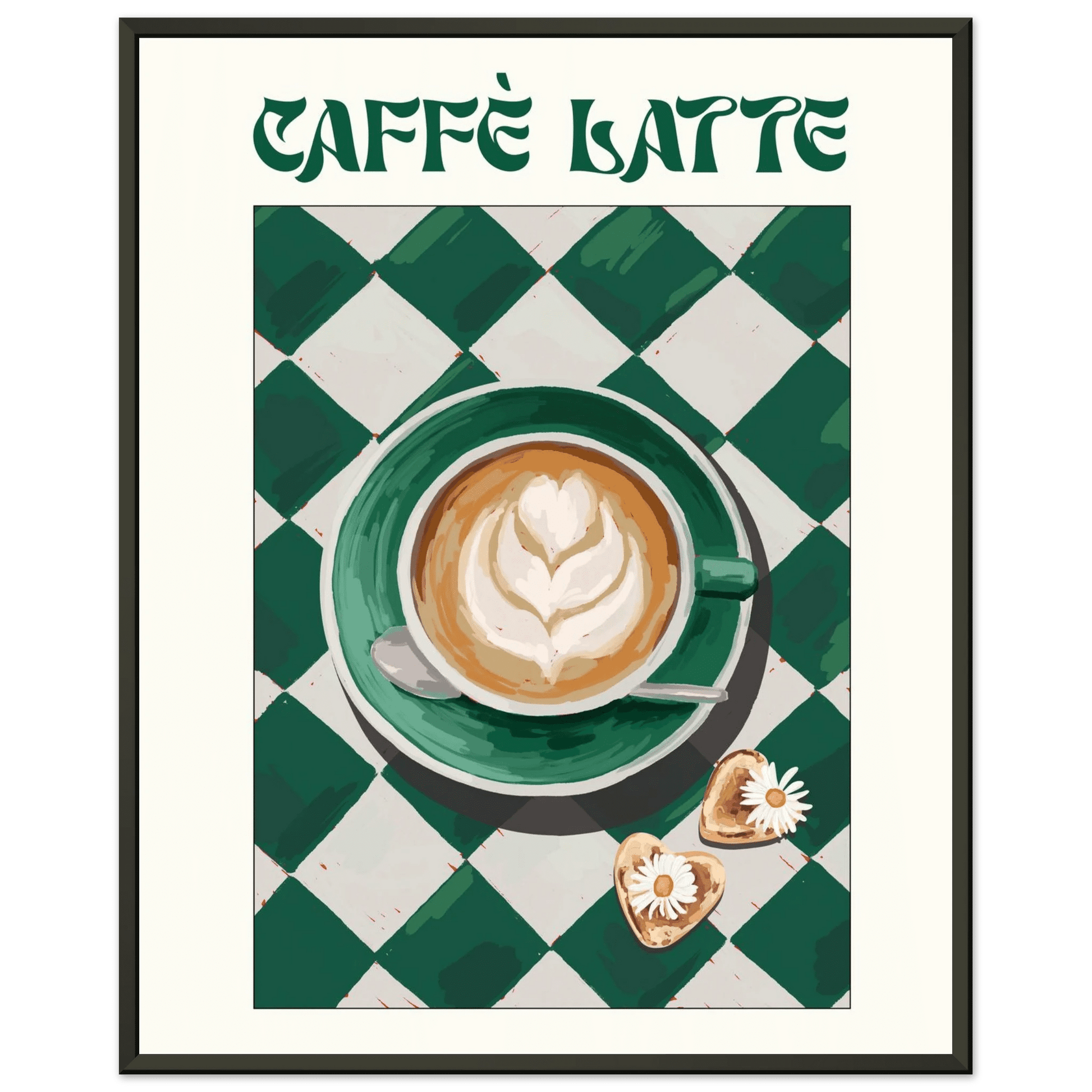 Caffè Latte Poster – Playful Coffee Kitchen Wall Art Print (Digital & Printed Options) - Evergreen Posters