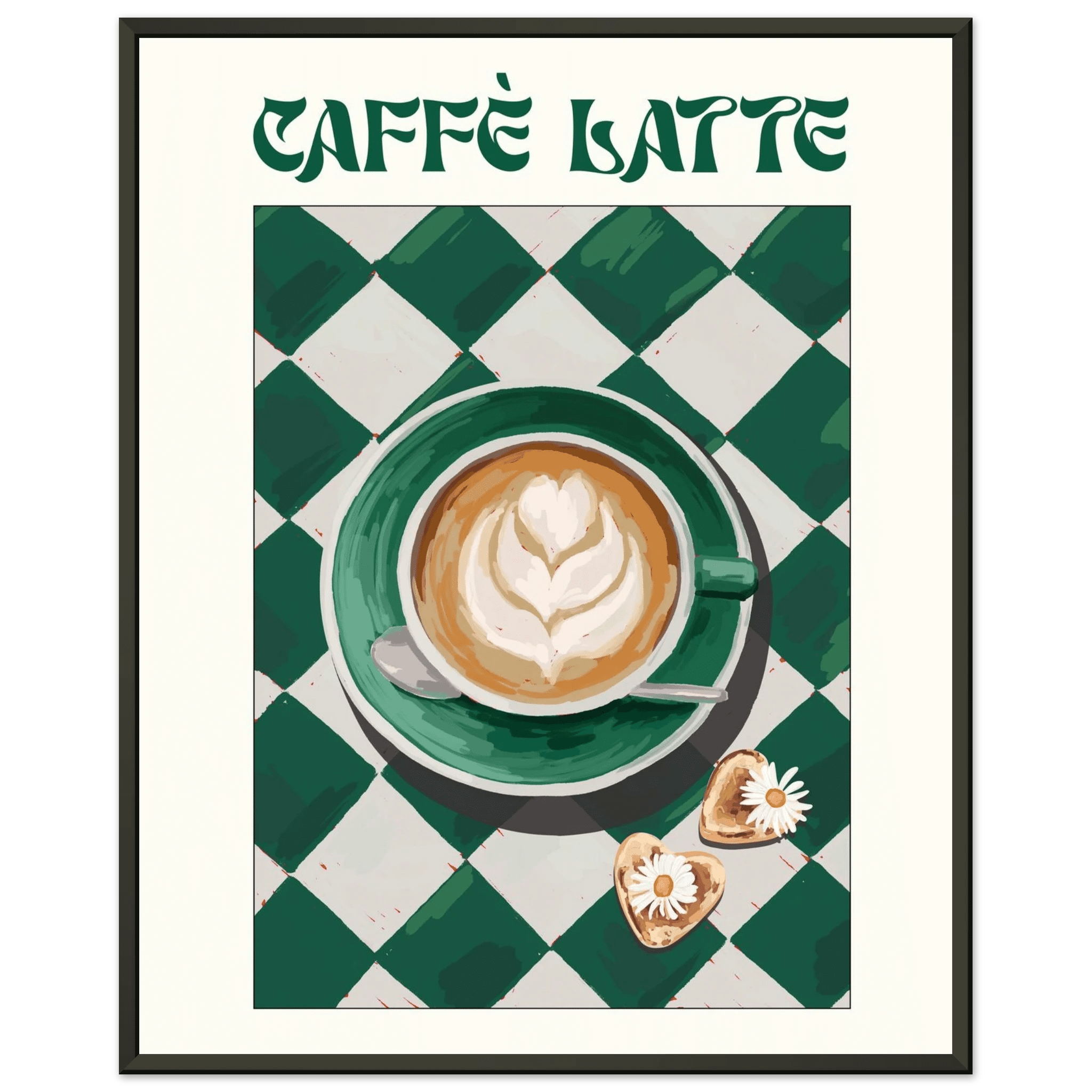 Caffè Latte Poster – Playful Coffee Kitchen Wall Art Print (Digital & Printed Options) - Evergreen Posters