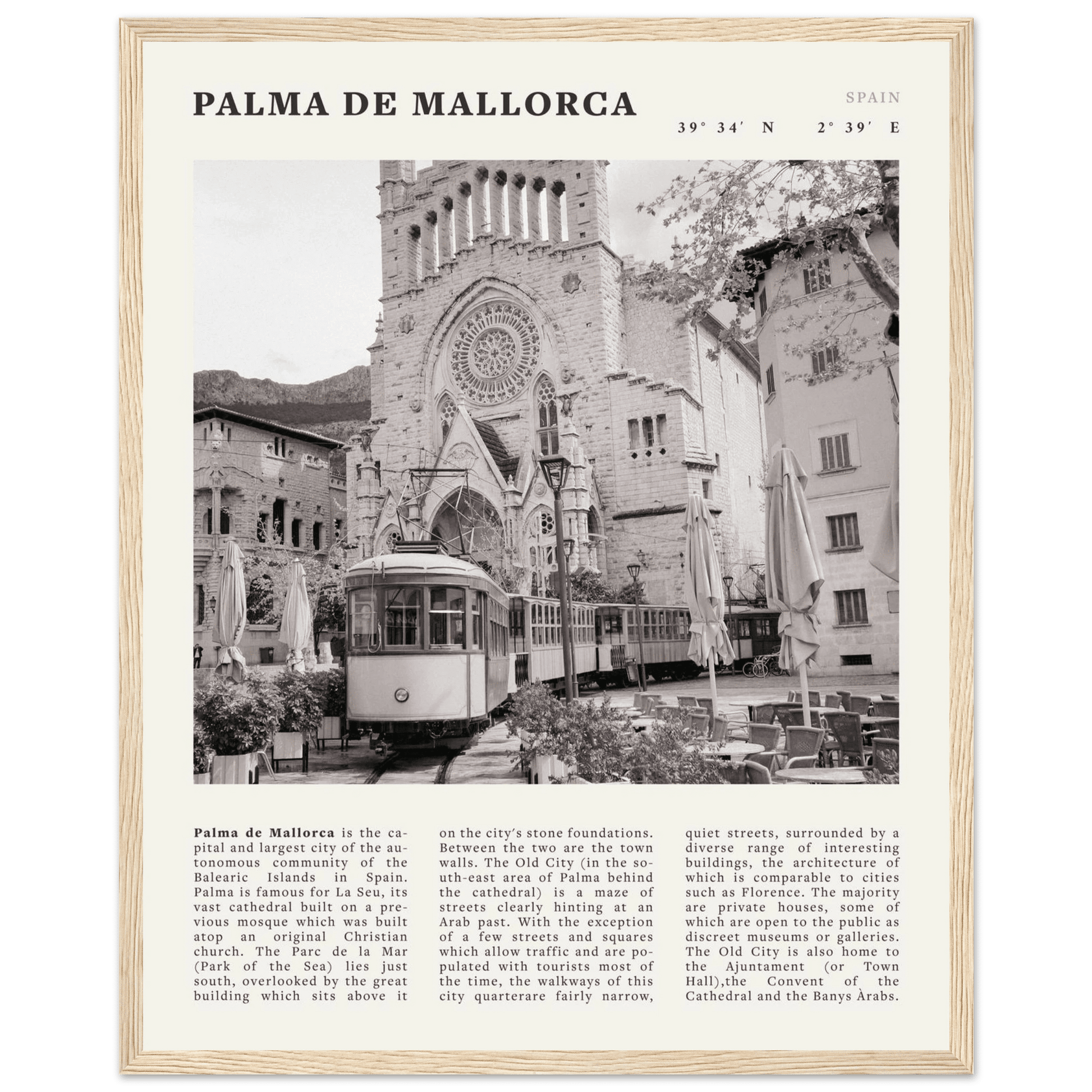 Palma de Mallorca Poster | Black & White Spain Wall Art | Travel Print | Mediterranean Decor - Evergreen Posters