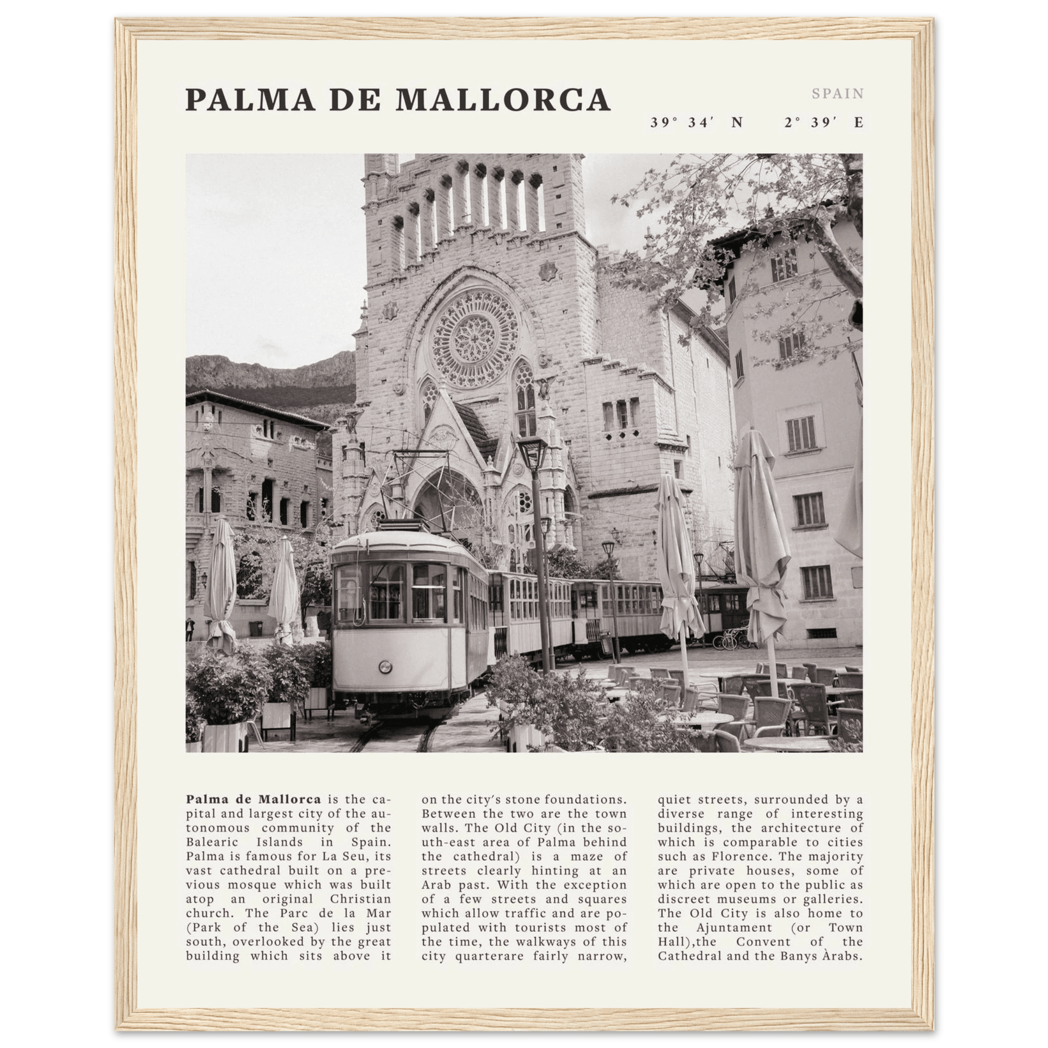 Palma de Mallorca Poster | Black & White Spain Wall Art | Travel Print | Mediterranean Decor - Evergreen Posters