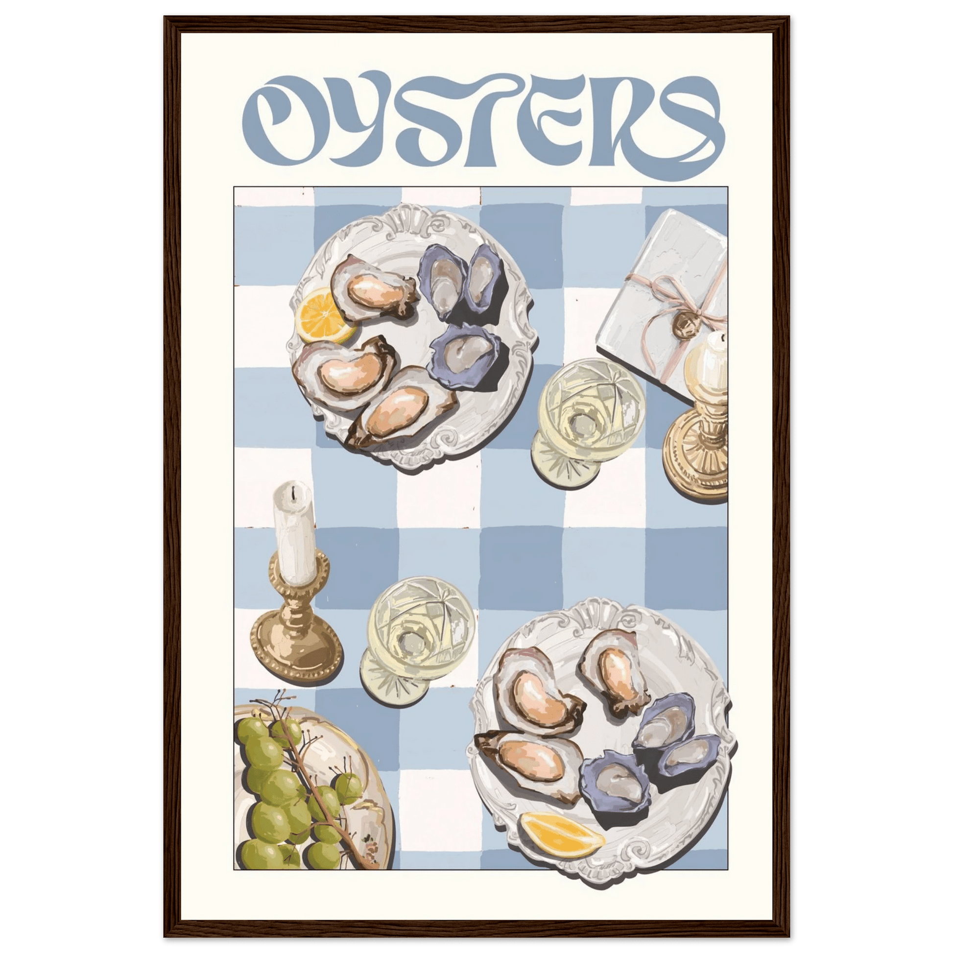 Oysters Poster – Playful Seafood Kitchen Wall Art Print (Digital & Printed Options) - Evergreen Posters