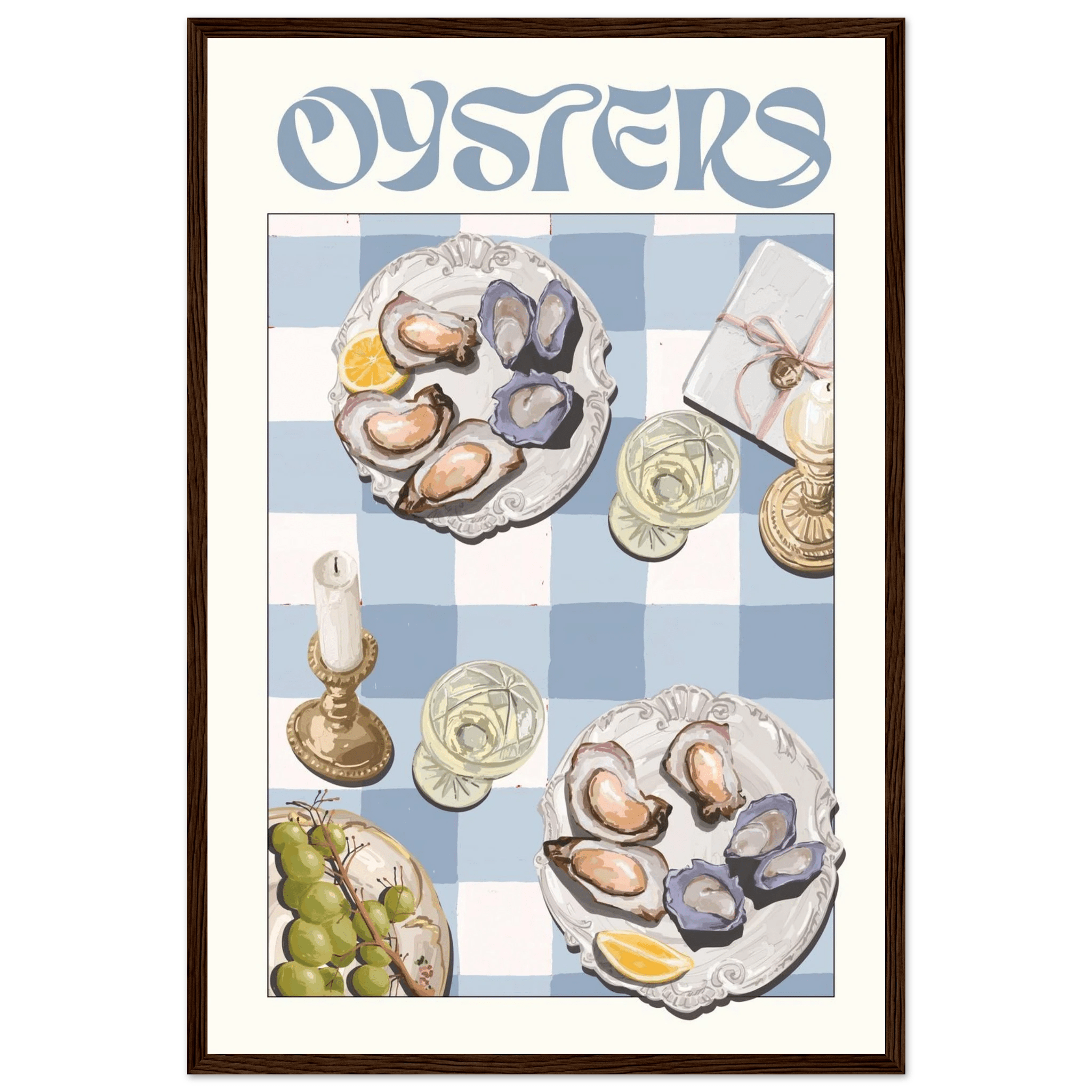 Oysters Poster – Playful Seafood Kitchen Wall Art Print (Digital & Printed Options) - Evergreen Posters