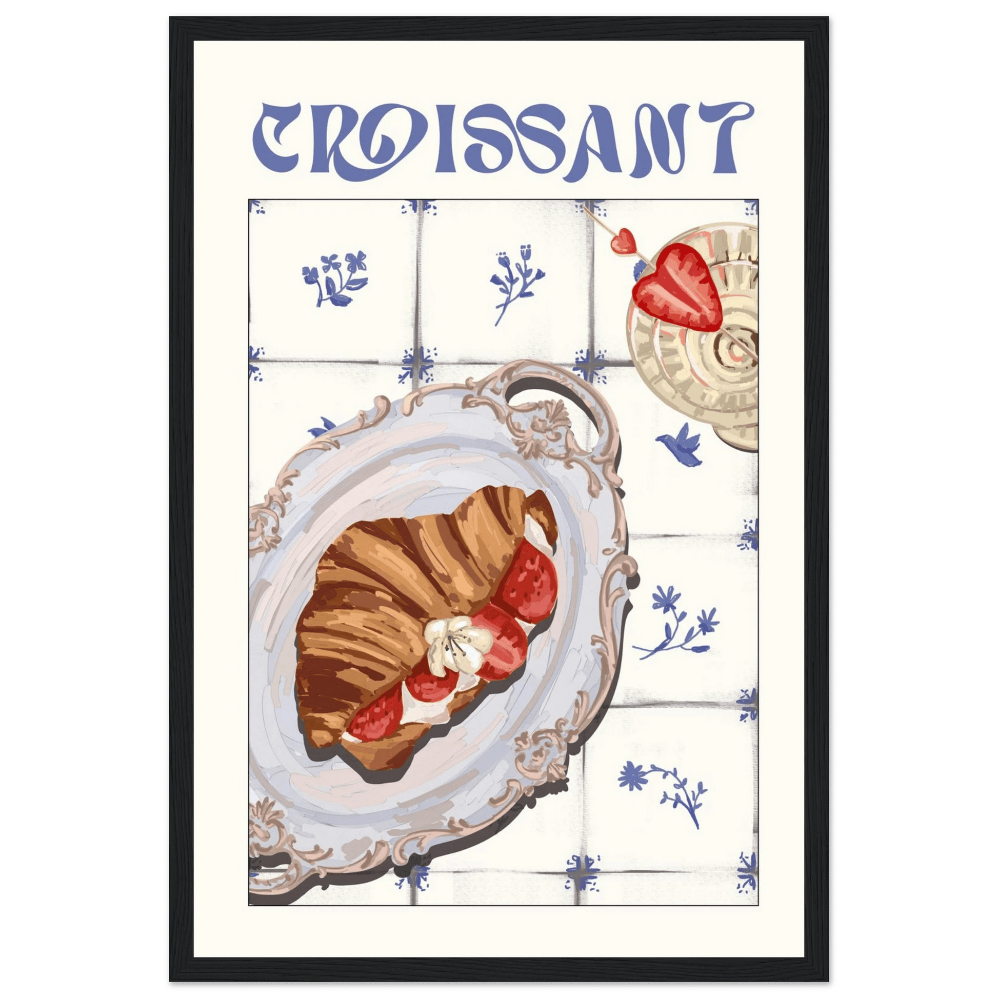 Croissant Poster – Charming French Breakfast Kitchen Wall Art Print (Digital & Printed Options) - Evergreen Posters