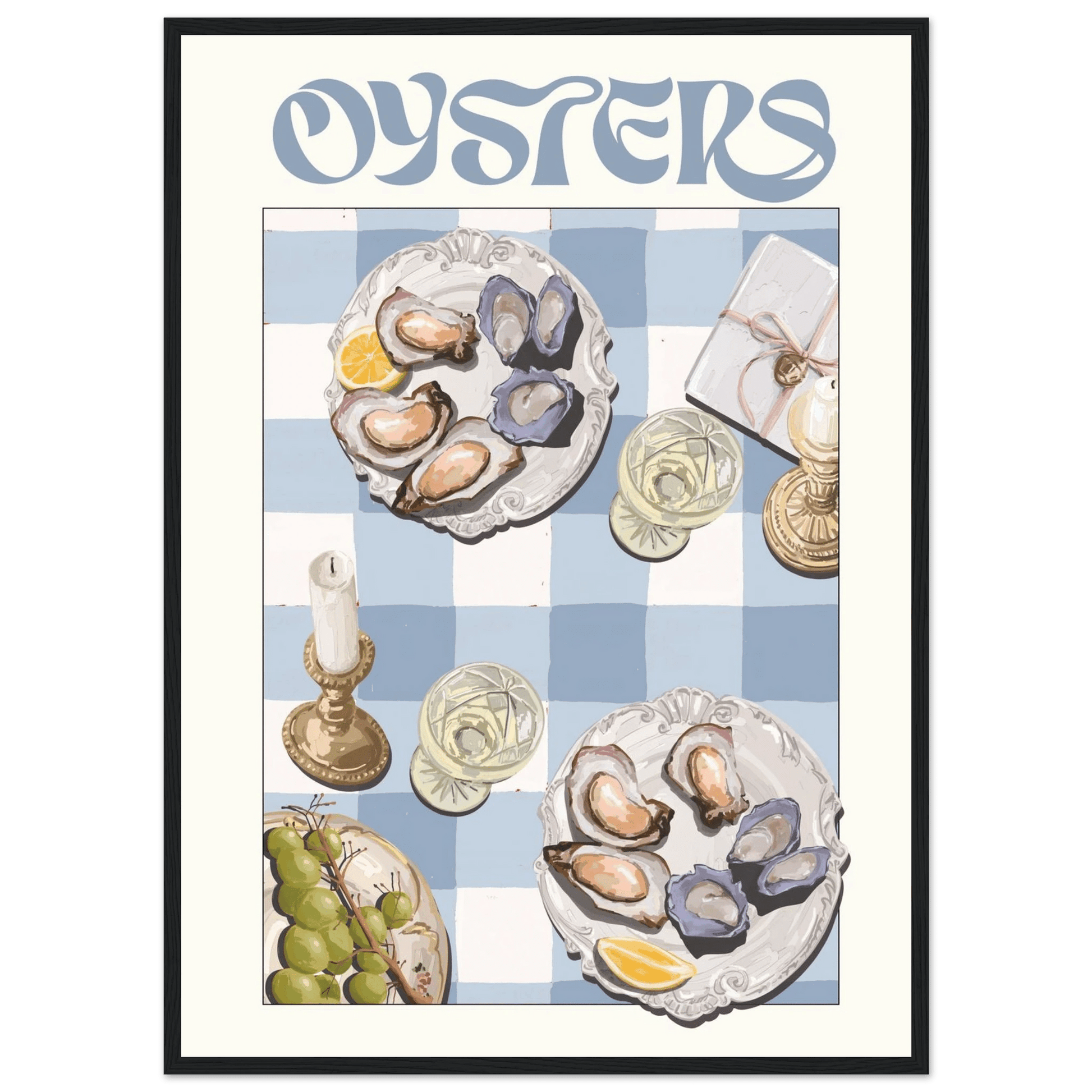 Oysters Poster – Playful Seafood Kitchen Wall Art Print (Digital & Printed Options) - Evergreen Posters
