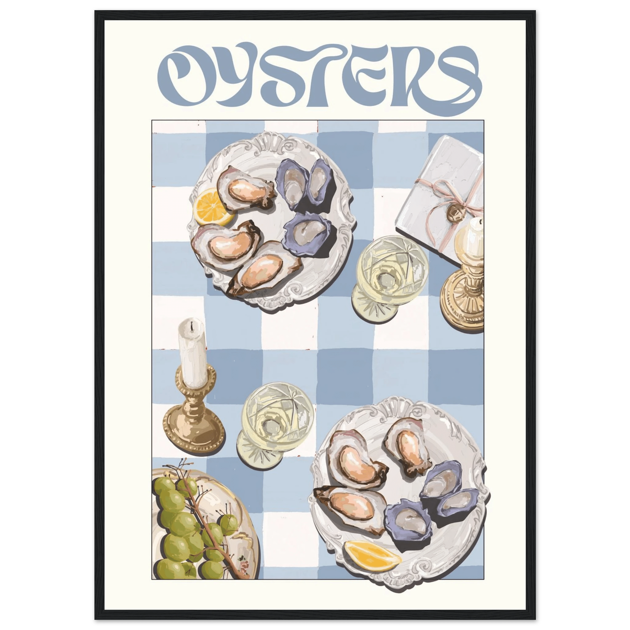 Oysters Poster – Playful Seafood Kitchen Wall Art Print (Digital & Printed Options) - Evergreen Posters