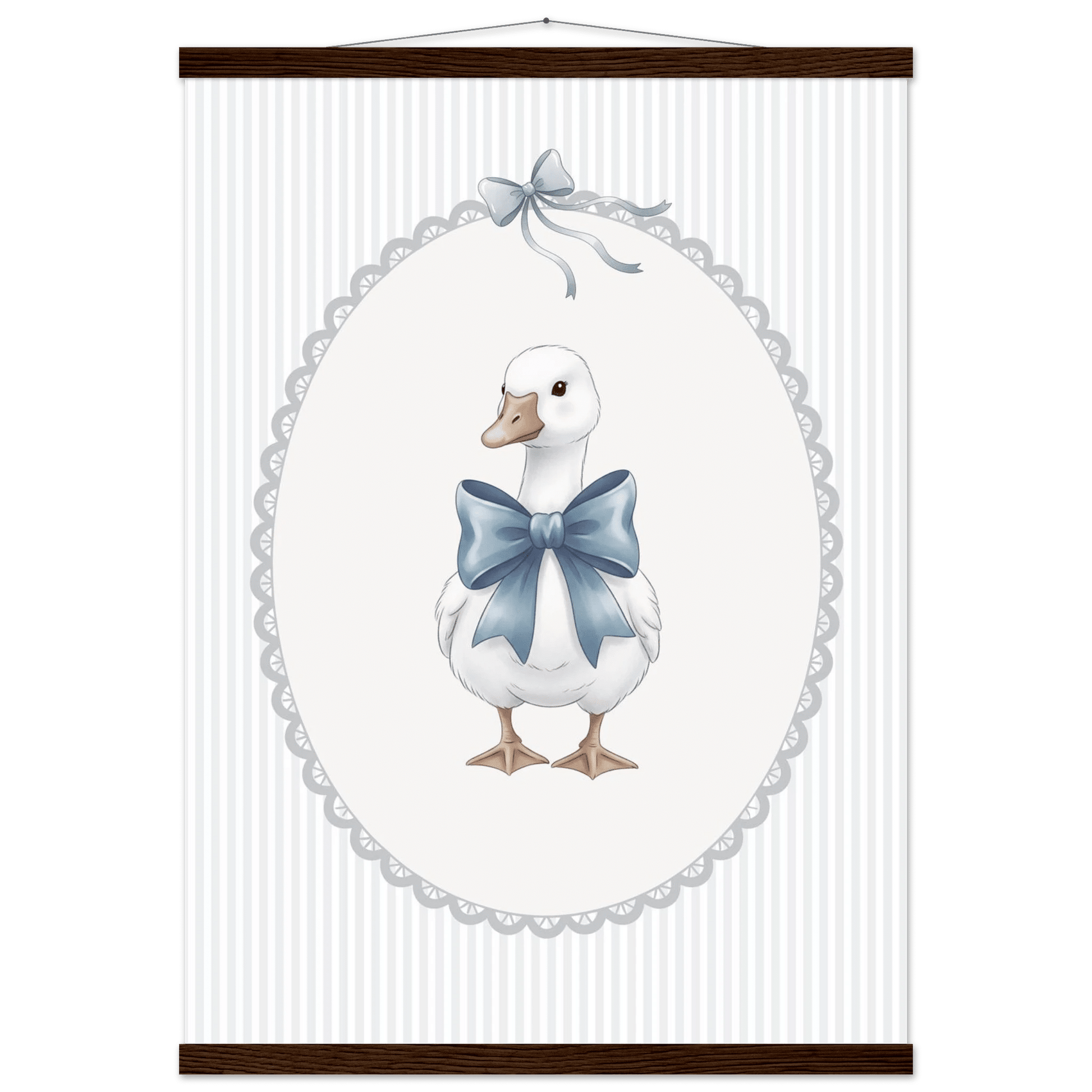 Blue Bow Duck Nursery Poster – Sweet Baby Room Wall Art Print - Evergreen Posters