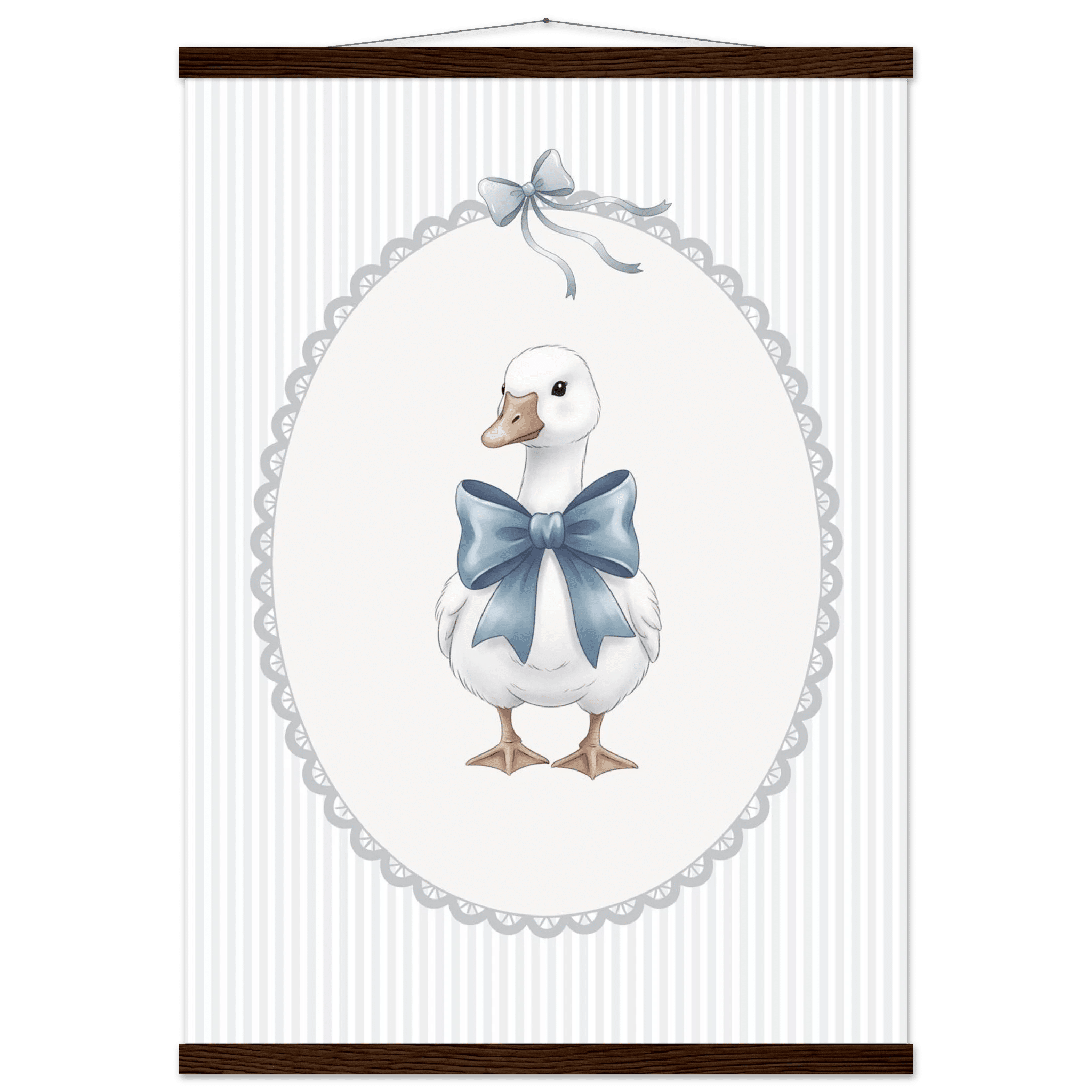 Blue Bow Duck Nursery Poster – Sweet Baby Room Wall Art Print - Evergreen Posters