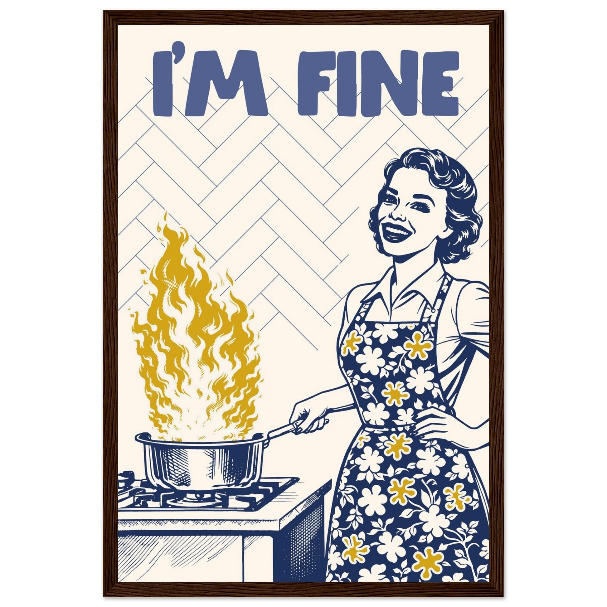 I'm Fine Poster – Funny Retro Kitchen Wall Art Print (Digital & Printed Options) - Evergreen Posters