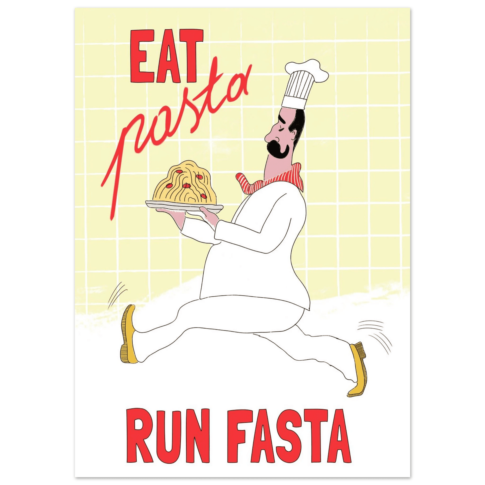 Eat Pasta Run Fasta Poster – Playful Kitchen Wall Art Print (Digital & Printed Options) - Evergreen Posters