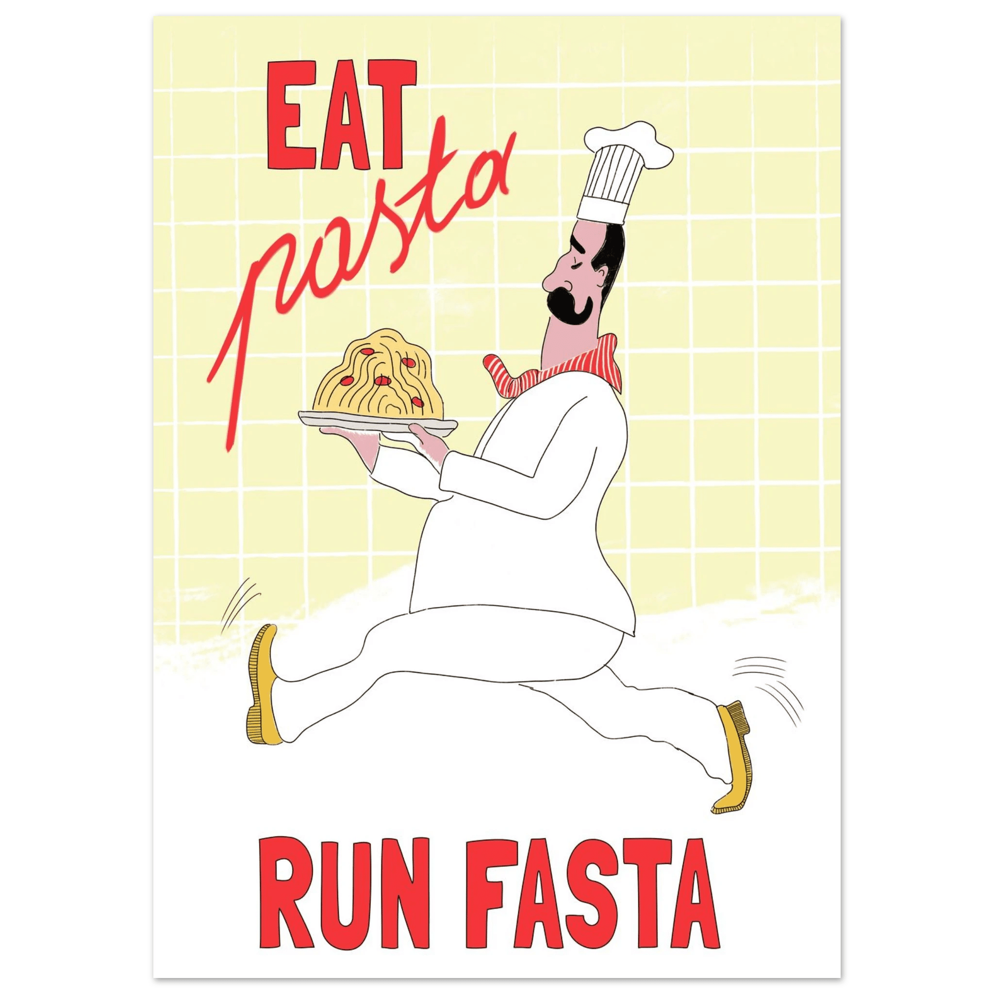 Eat Pasta Run Fasta Poster – Playful Kitchen Wall Art Print (Digital & Printed Options) - Evergreen Posters
