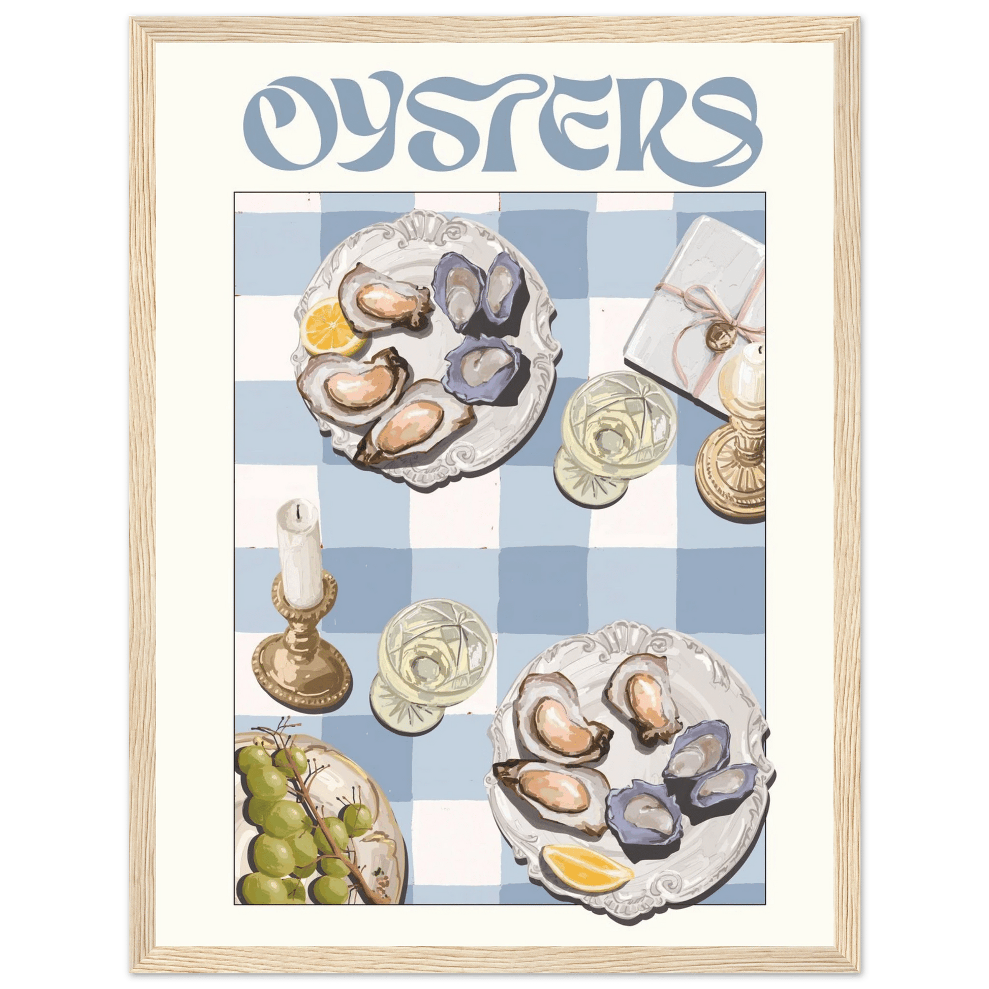 Oysters Poster – Playful Seafood Kitchen Wall Art Print (Digital & Printed Options) - Evergreen Posters