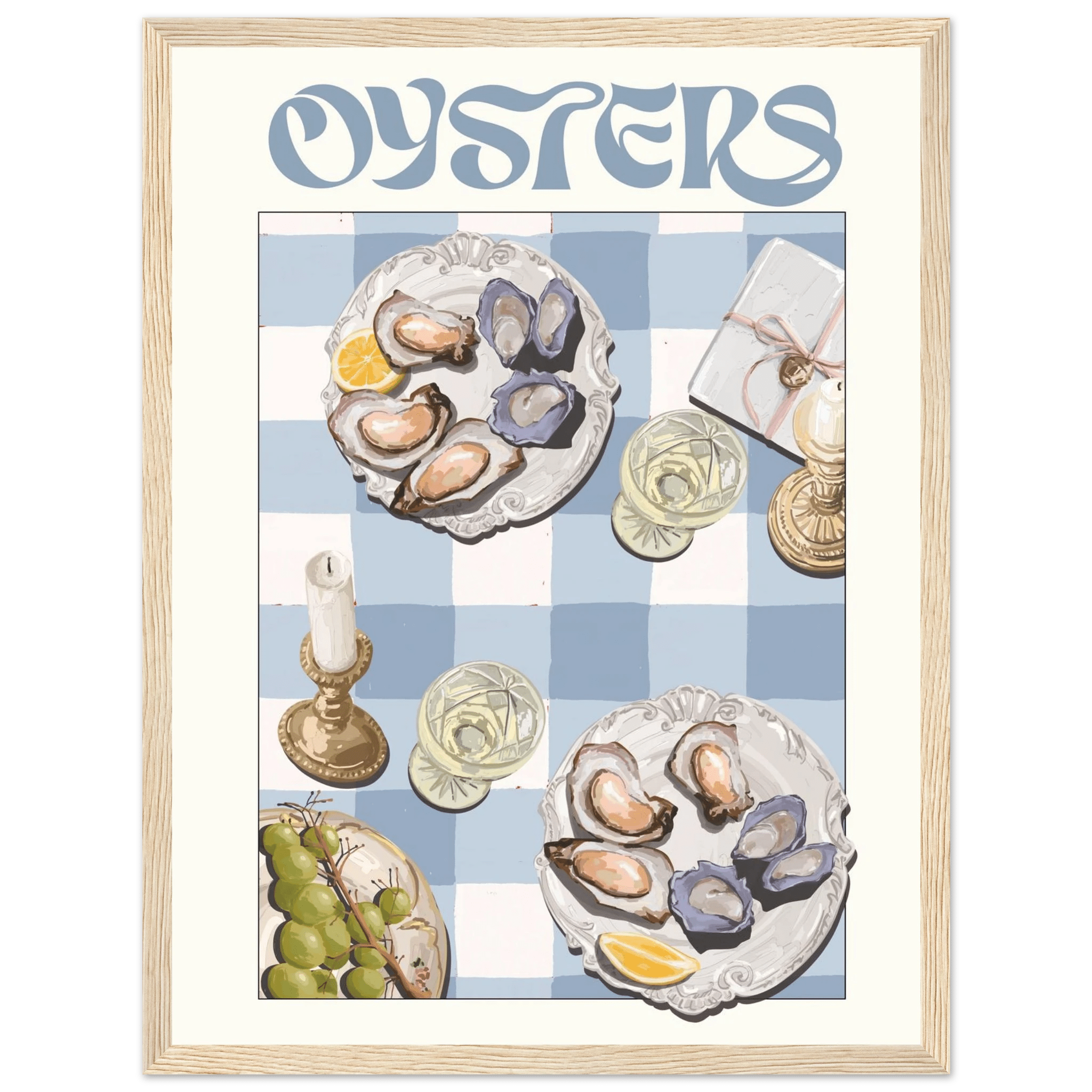 Oysters Poster – Playful Seafood Kitchen Wall Art Print (Digital & Printed Options) - Evergreen Posters