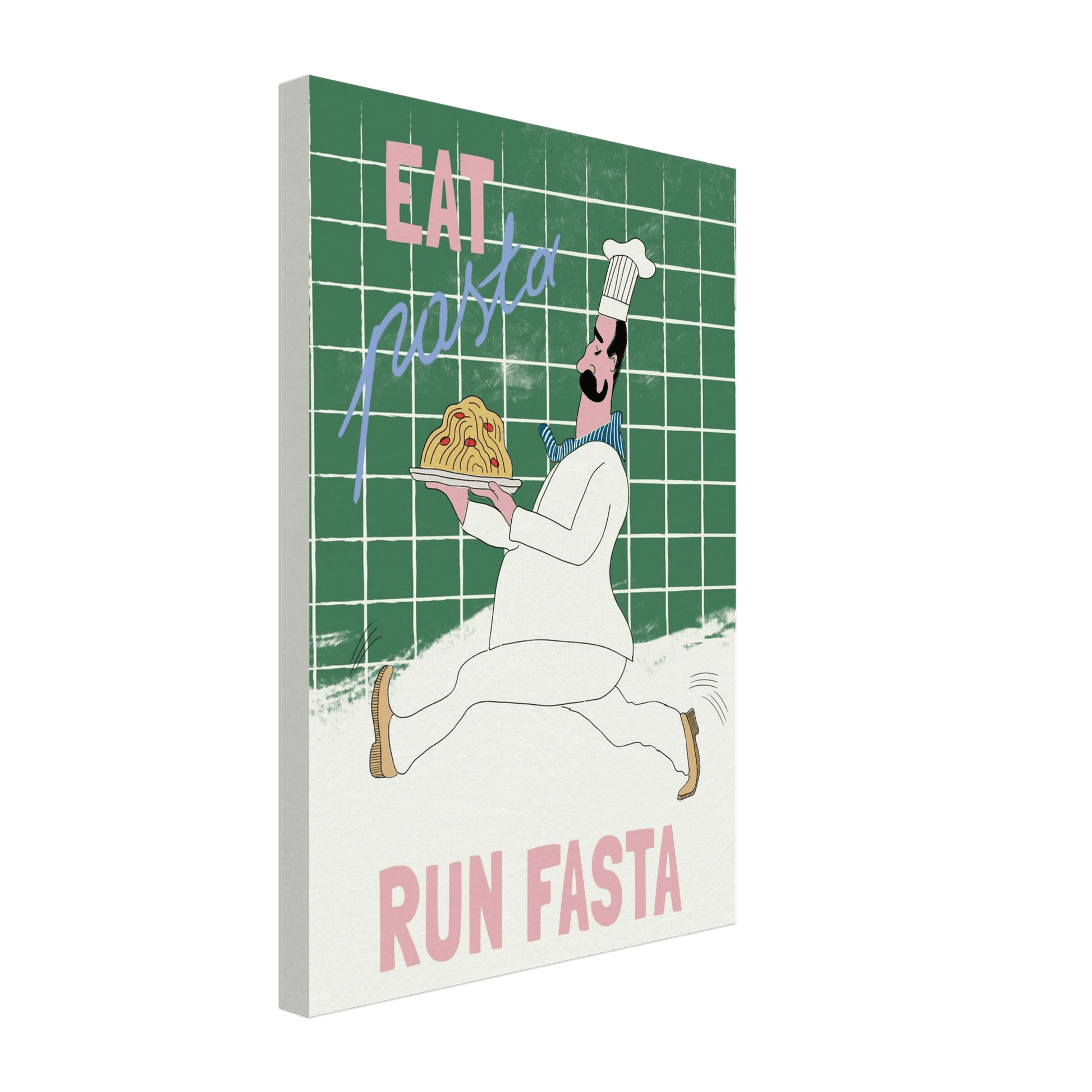 Eat Pasta Run Fasta Poster – Playful Kitchen Wall Art Print (Green Edition) - Evergreen Posters