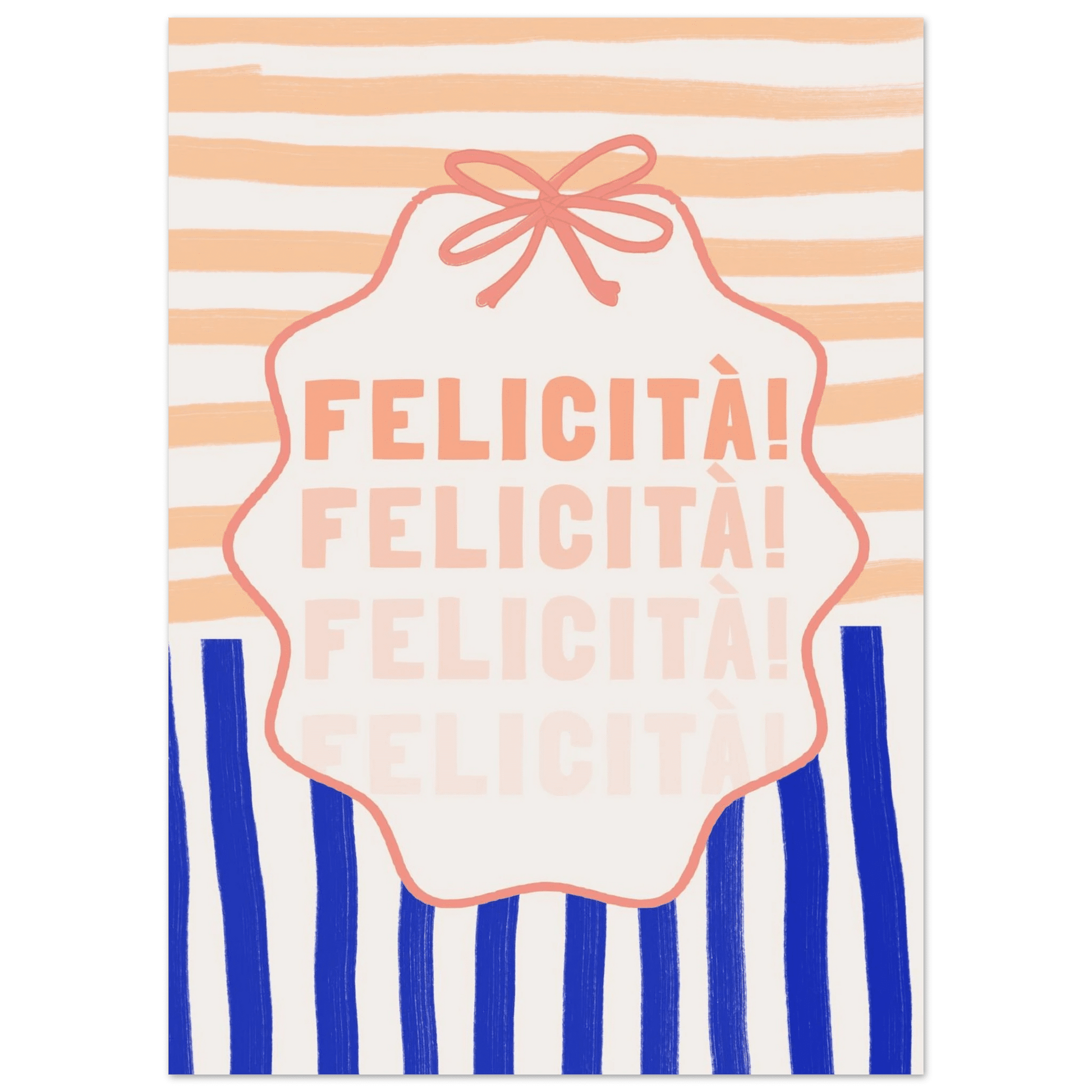 Felicità Italian Happiness Quote Print | Coquette Stripe Wall Art - Evergreen Posters