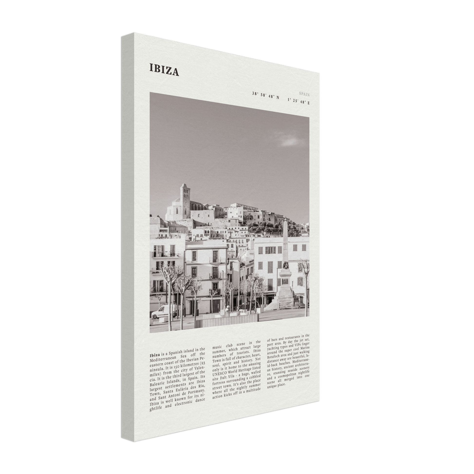 Ibiza Poster | Black & White Spanish Island Wall Art | Spain Travel Print - Evergreen Posters