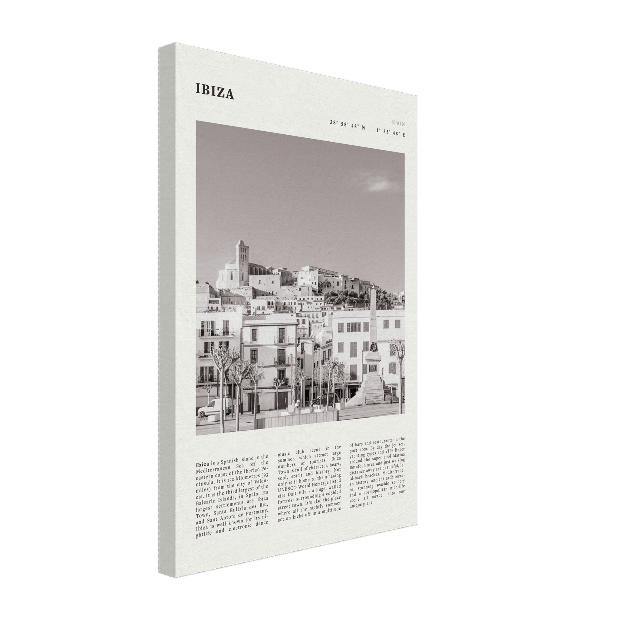 Ibiza Poster | Black & White Spanish Island Wall Art | Spain Travel Print - Evergreen Posters