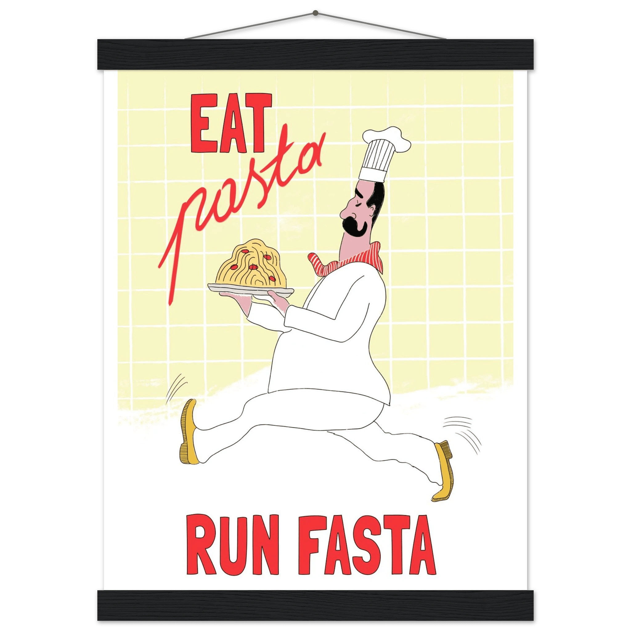 Eat Pasta Run Fasta Poster – Playful Kitchen Wall Art Print (Digital & Printed Options) - Evergreen Posters