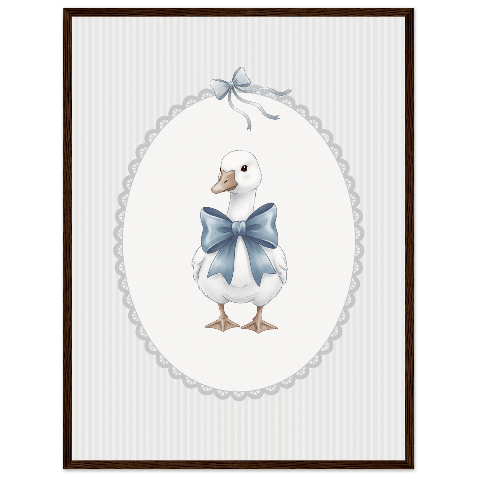 Blue Bow Duck Nursery Poster – Sweet Baby Room Wall Art Print - Evergreen Posters