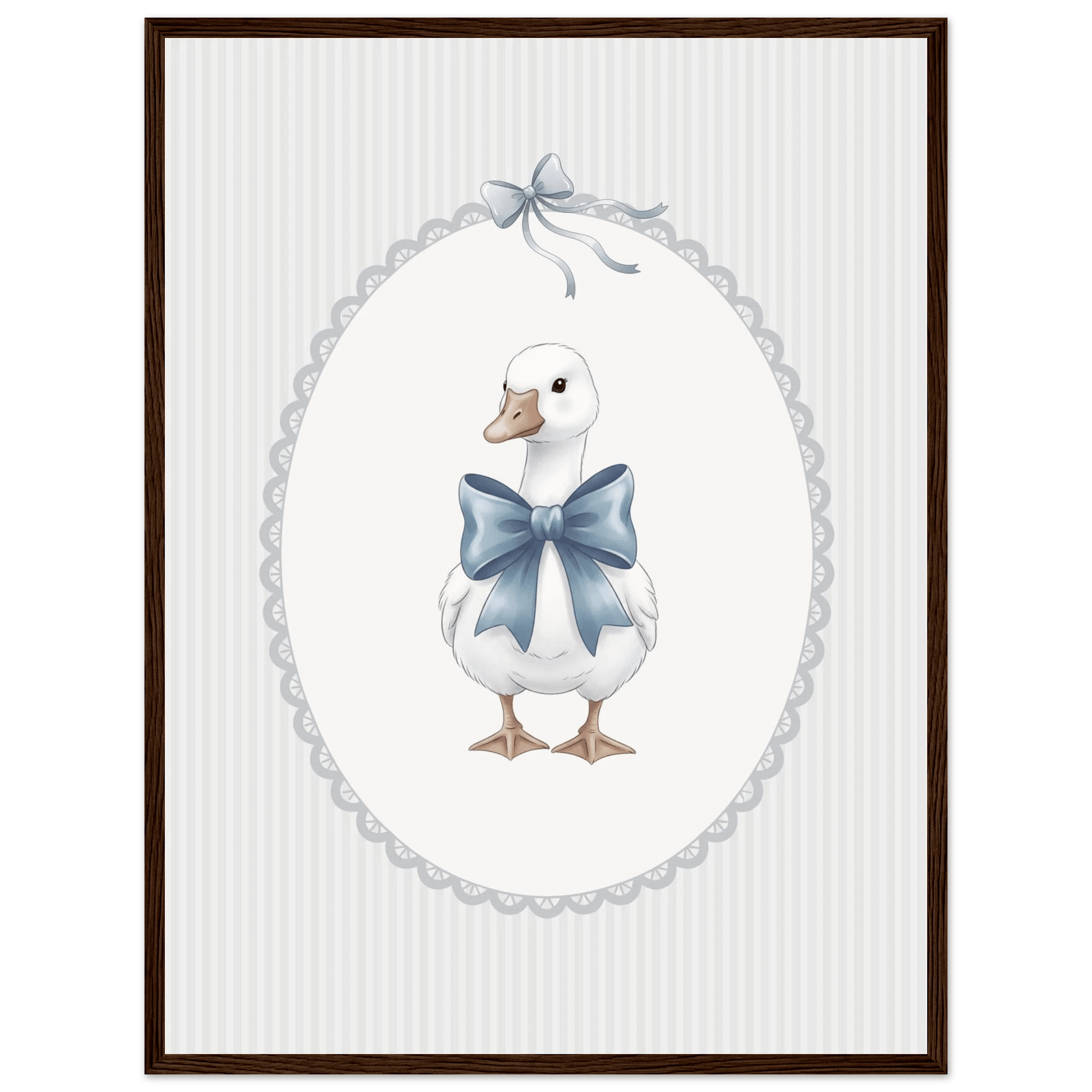 Blue Bow Duck Nursery Poster – Sweet Baby Room Wall Art Print - Evergreen Posters