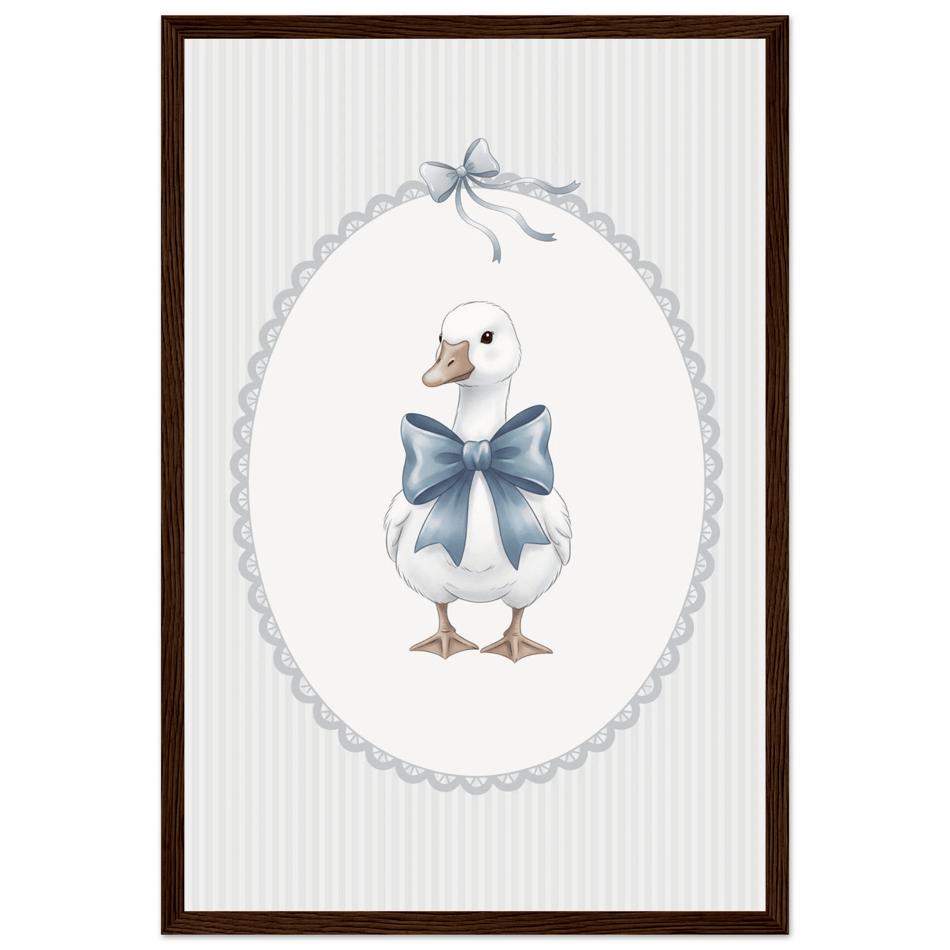 Blue Bow Duck Nursery Poster – Sweet Baby Room Wall Art Print - Evergreen Posters