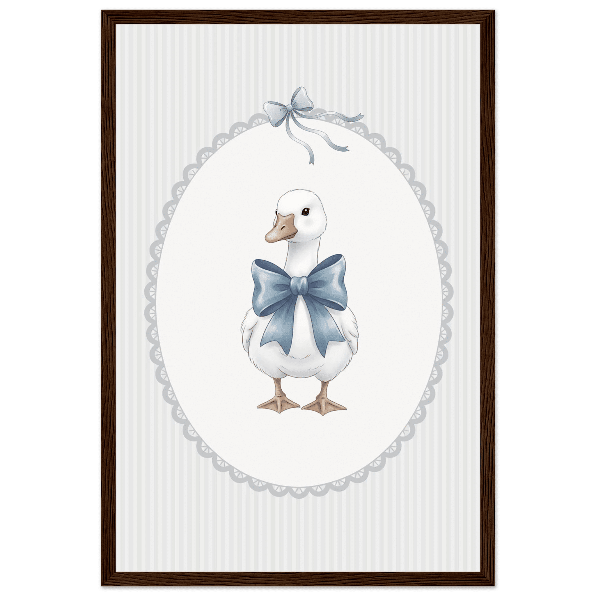 Blue Bow Duck Nursery Poster – Sweet Baby Room Wall Art Print - Evergreen Posters